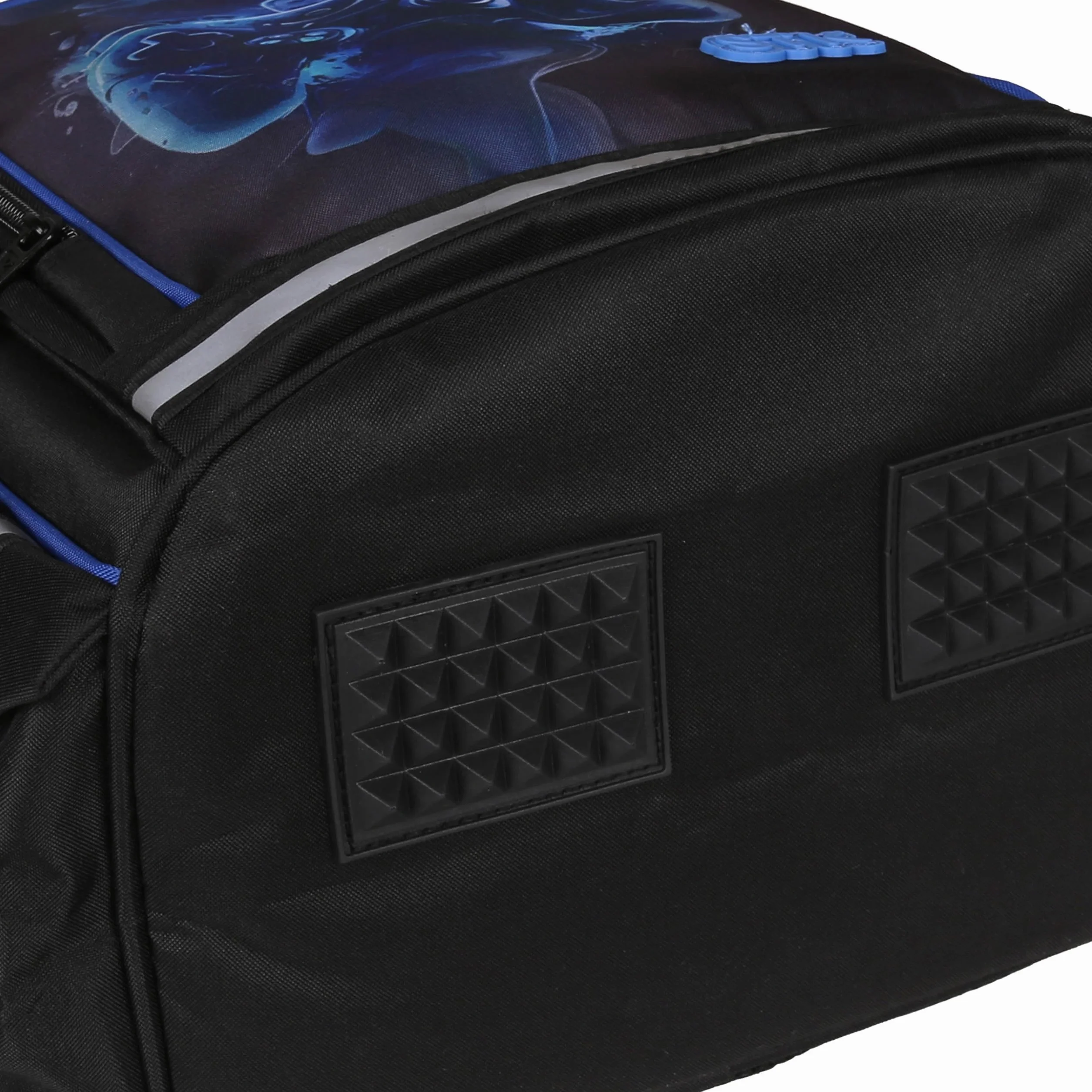 Niebiesko-czarny, USZTYWNIANY plecak szkolny dla chłopca, z odblaskami, dla gracza gamepad 40x29x20cm, 23l (Czarno-niebieski Gamer)