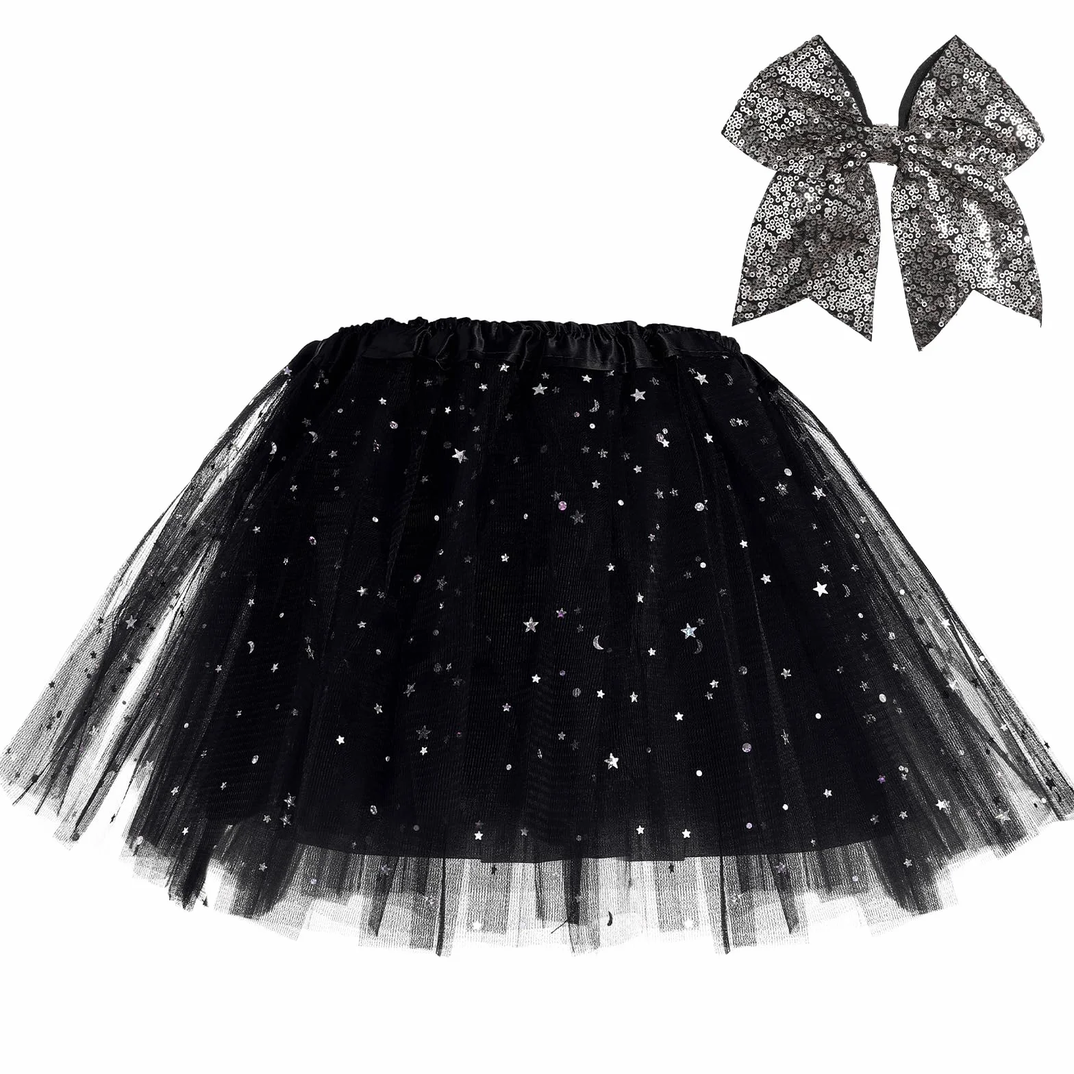 Spódnice Tutu dla dziewczynek 3 warstwy z podszewką z fryzurą, dziecięca spódnica baletowa Tutu różowa czarna czerwona Tutu, Halloween Tutu dla 2-8 lat