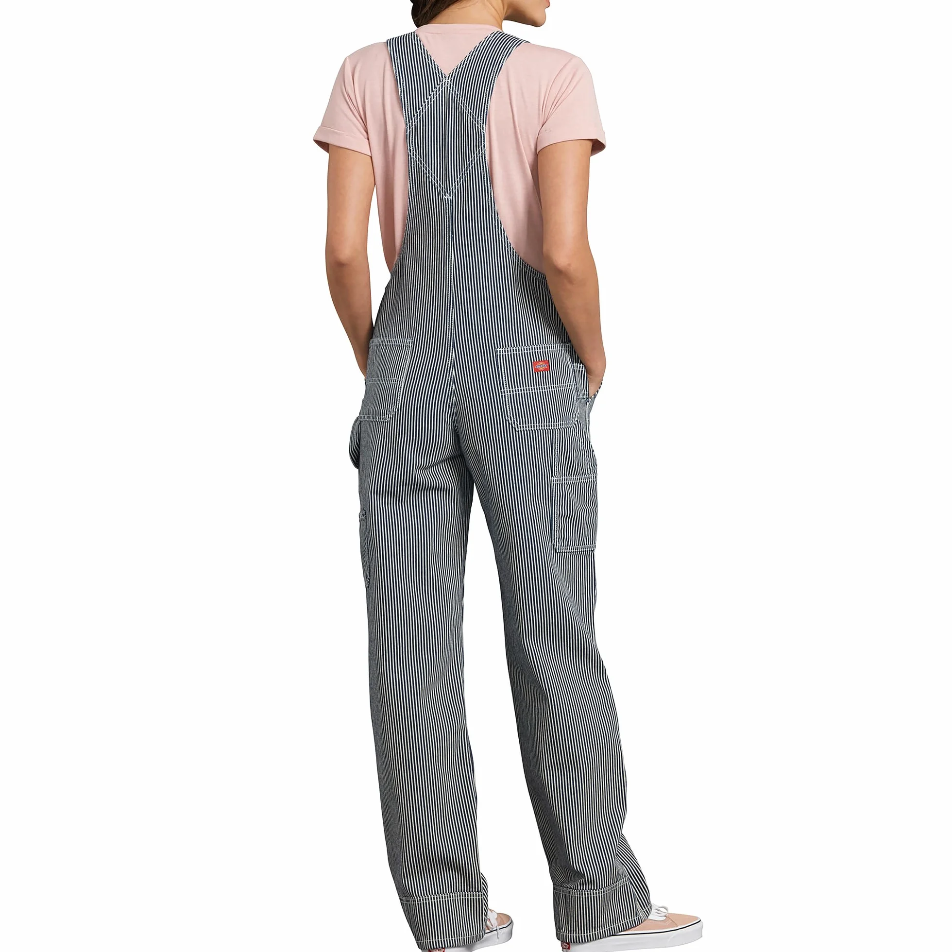 Dickies, Damskie ogrodniczki w swobodnym stylu z prostymi nogawkami, Rinsed Hickory Stripe, M