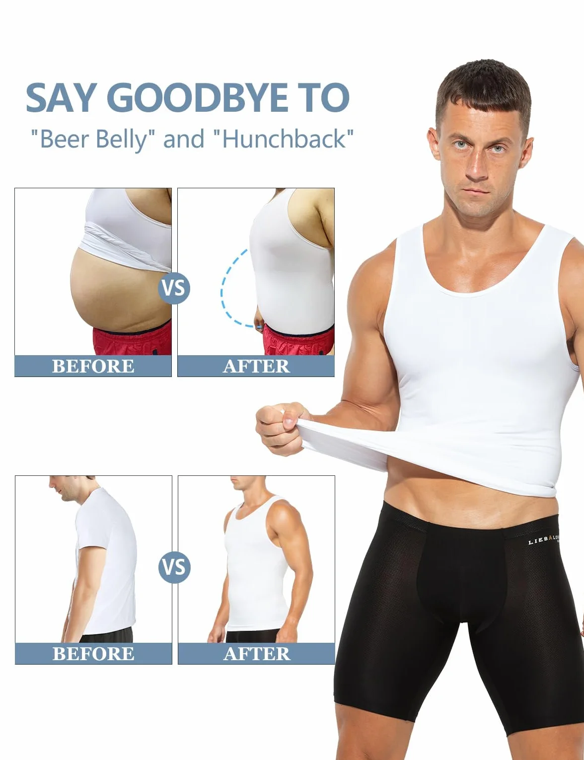 Casey Kevin Podkoszulek wyszczuplający brzuch męski Shapewear Compression Tank Top Body Shaper dla mężczyzn kompresyjny podkoszulek