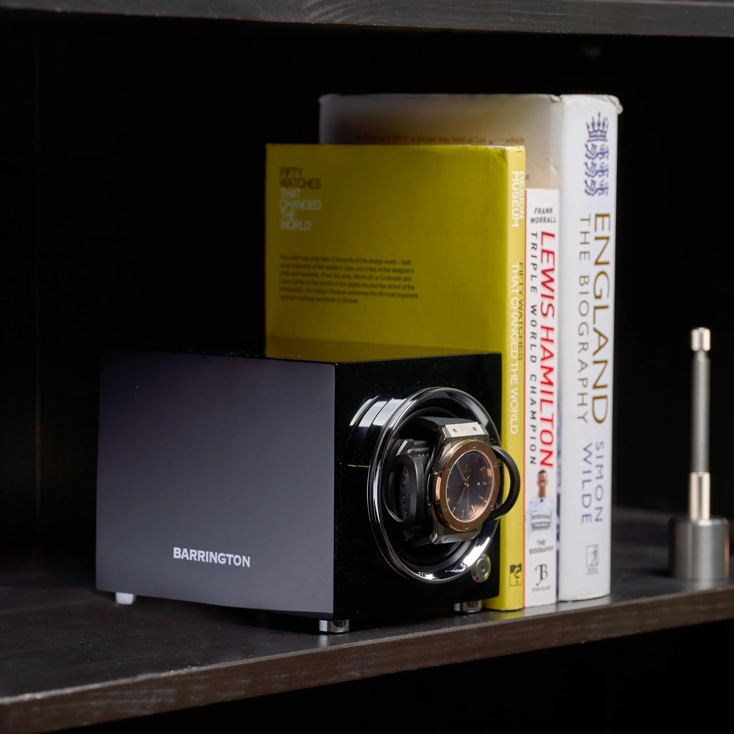 BARRINGTON Watch Winder - Automatyczna obrotowa obudowa - nawijarka do zegarków automatycznych: kompaktowa ładowarka, super cichy silnik, akumulator i zasilacz sieciowy