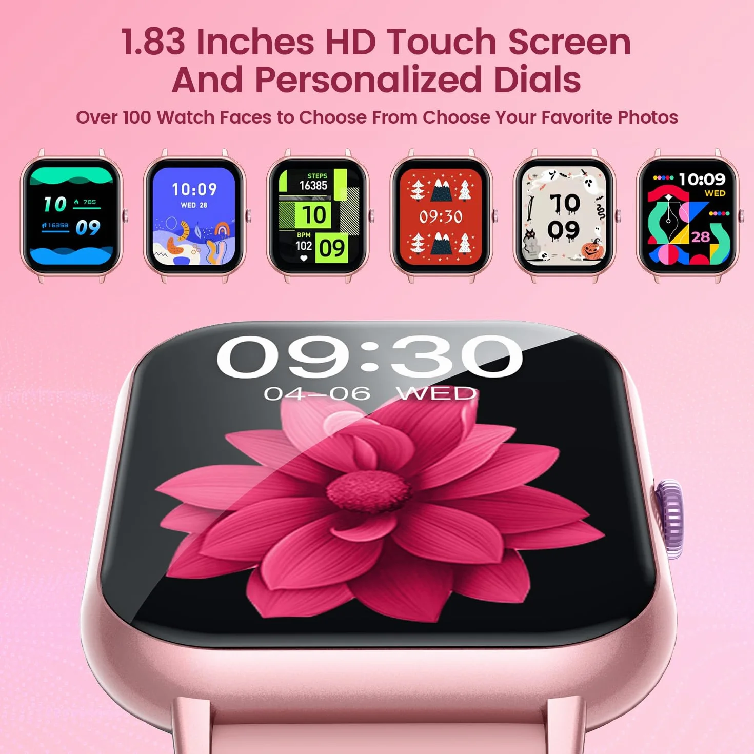 Damski zegarek Smartwatch Sport z Fittness: Zegarki Smart Watch Wykonuj lub odbieraj połączenia z monitorem tętna Ciśnienie krwi SpO2 Sen Krokomierz IP67 Wodoodporny dla Android iOS