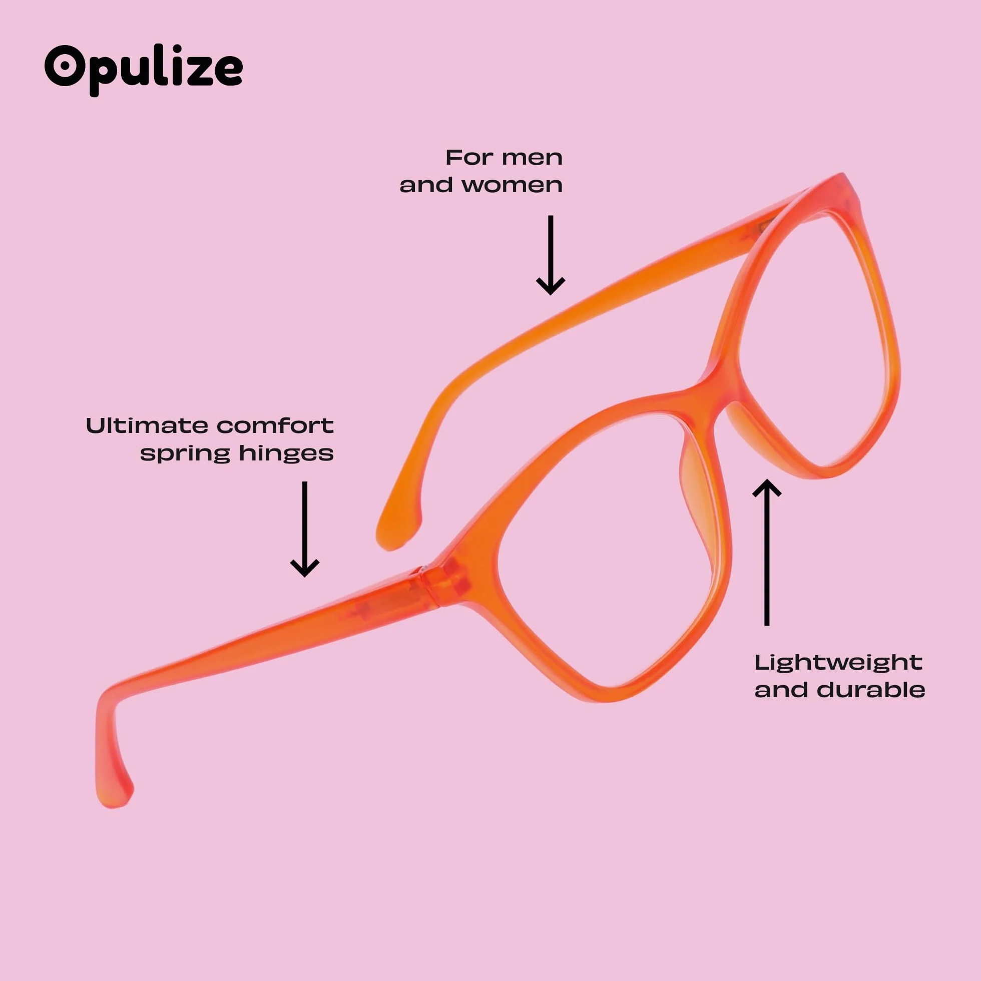 OPULIZE KAT Okulary do czytania - Eleganckie kocie oko - Matowe Szarobrązowe - Mieszany model dla mężczyzn i kobiet - Zawiasy sprężynowe - R59-U - +2.00
