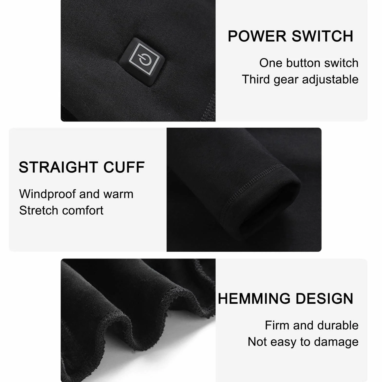 Zimowa Podgrzewana Bielizna Termiczna Dla Kobiet, Podgrzewane Koszulki Termiczne Z Długim Rękawem USB, 3 Poziomy Temperatury, Lekkie Podgrzewane, Na Jesień I Zimę,5XL,Black