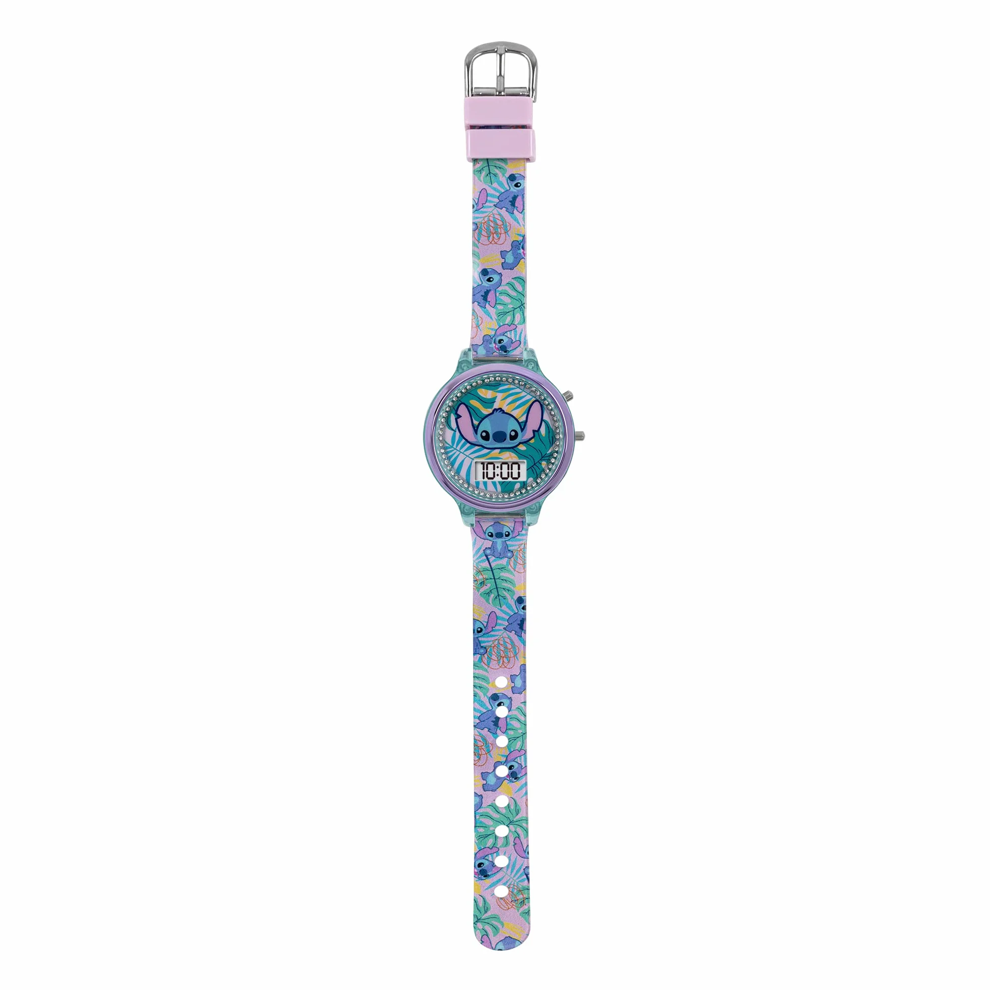 Lilo and Stitch Dziewczęcy cyfrowy zegarek kwarcowy z silikonowym paskiem LAS40001ARG, Wielokolorowy, Nowoczesny