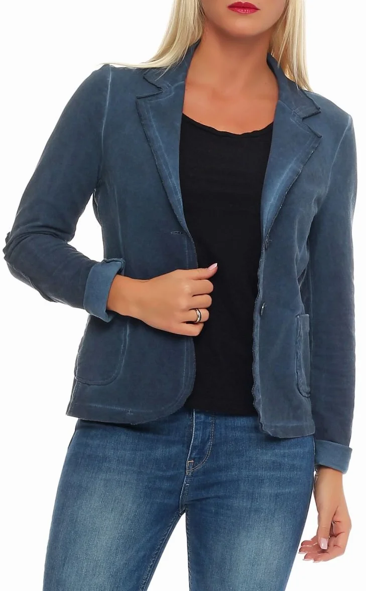 Malito Damska marynarka w stylu spranym, marynarka w stylu basic, krótka kurtka z guzikami, kurtka - kurtka - Blouson 1652