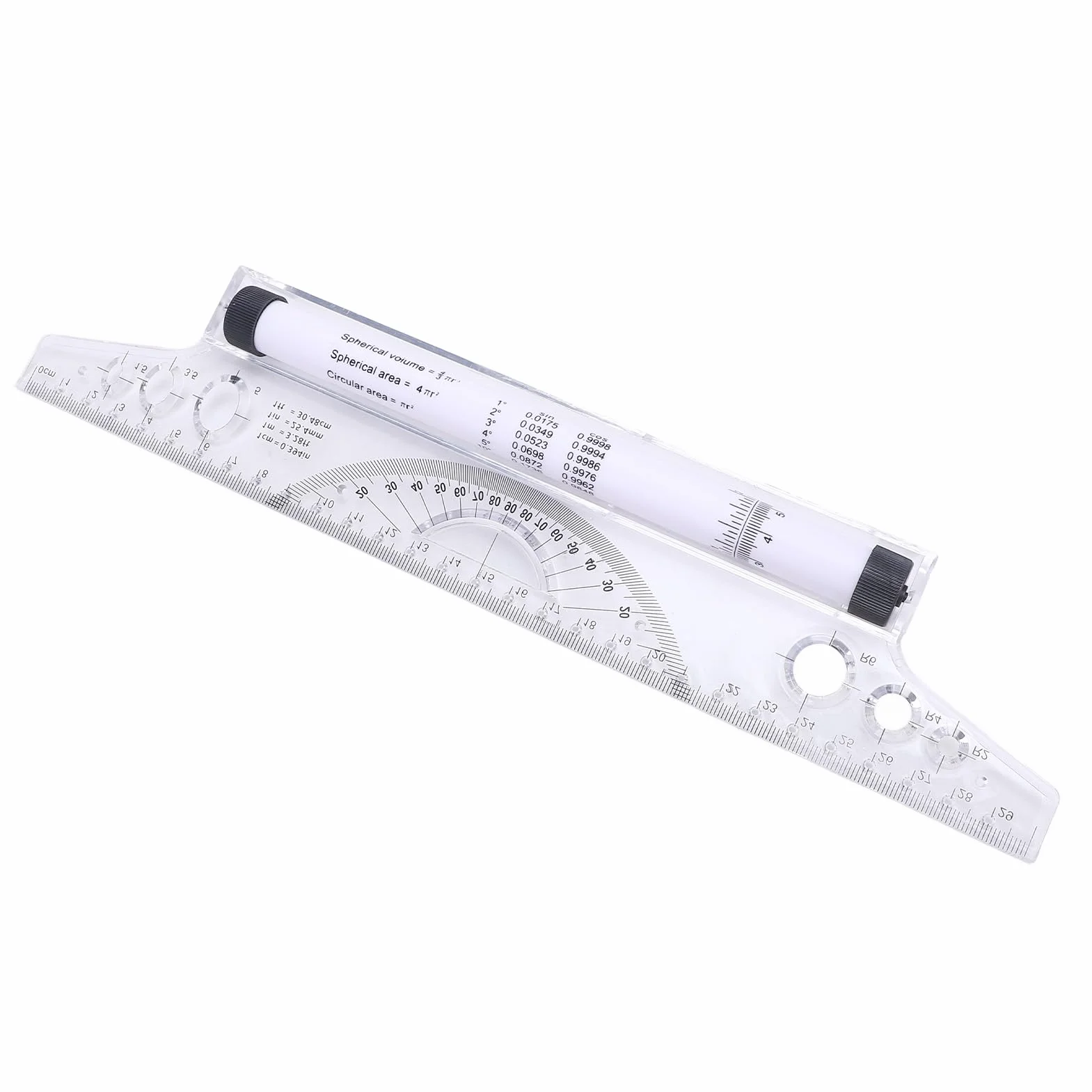 Linijka Szycia, Linijka Walcująca Linia Równoległa łuk Krzywa Rysunkowa Roller z Wbudowanym Kątomierzem Małym linijką do Pomiaru Biura Przygotowawczego (30cm)