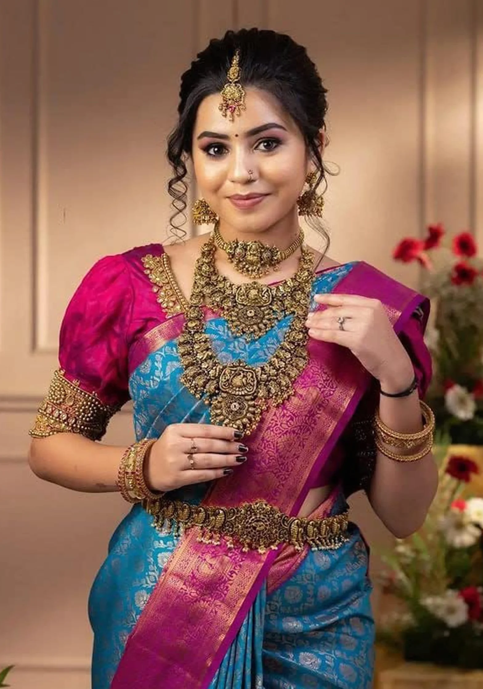 Indyjskie Sari Dla Kobiet W Stylu Kanjivaram Niebieskie Sari Banarasi Jacquard Z Nieszytą Bluzką