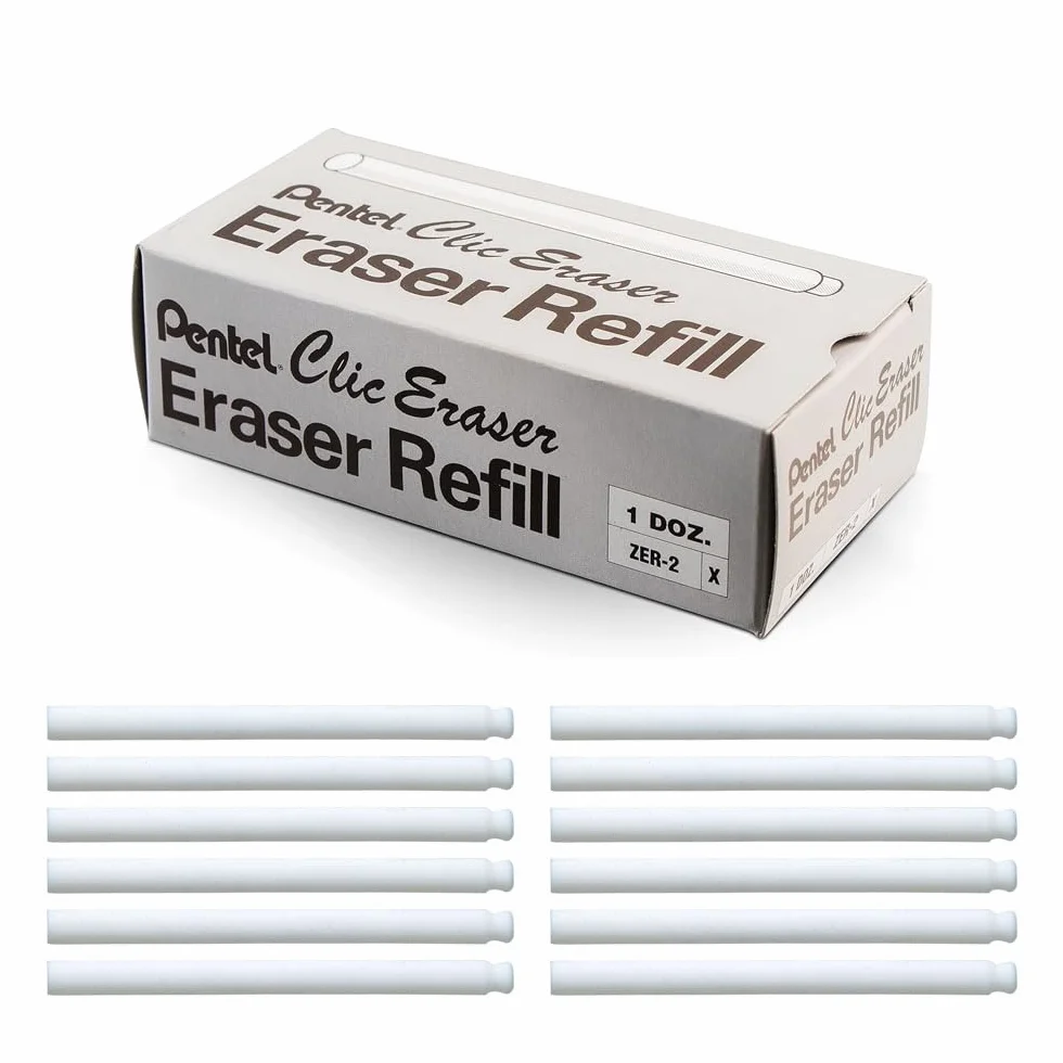 Pentel ZER-2 Wkłady do Gumki, Biały, 24 sztuki