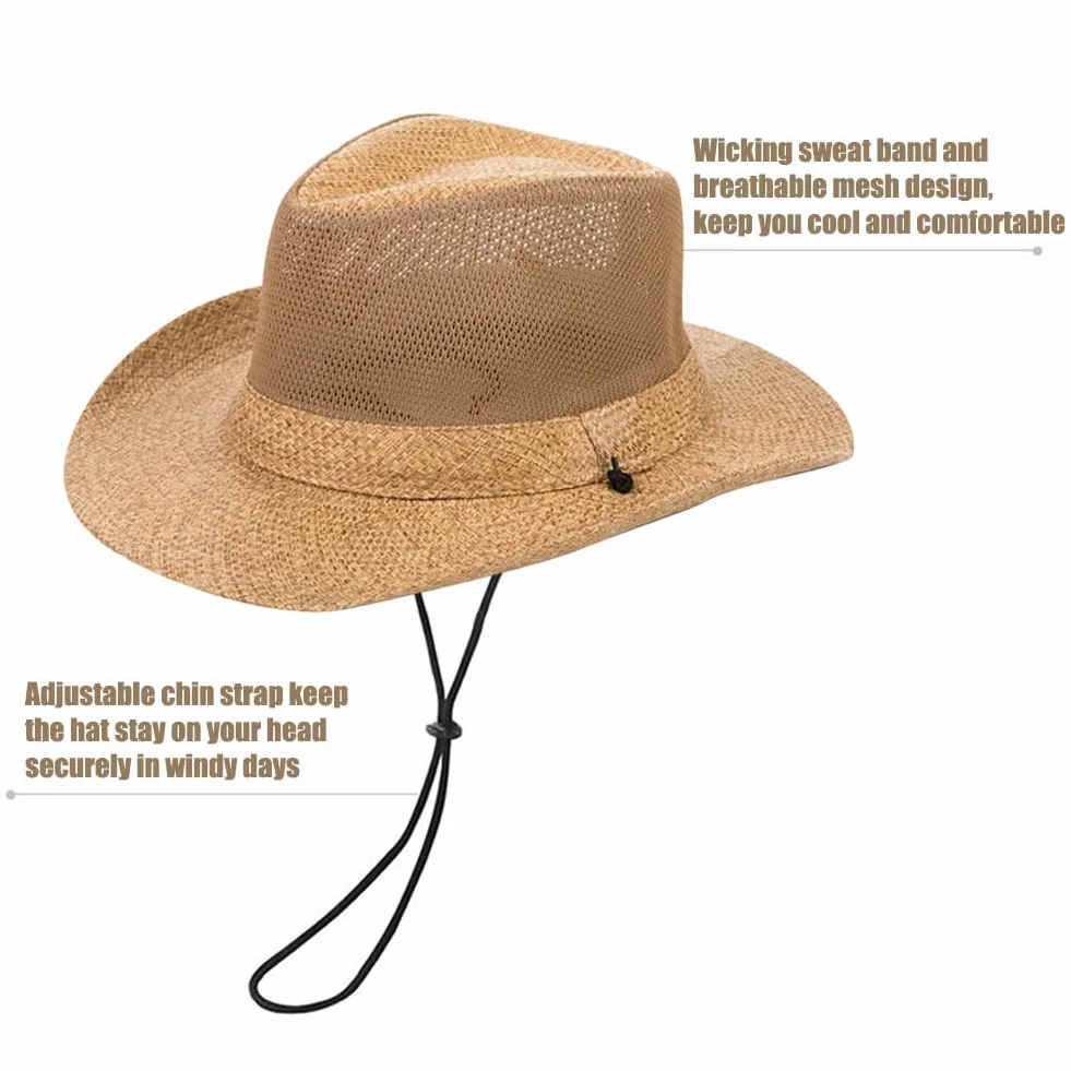 Kapelusz Panama z szerokim rondem Fedora Beach Sun Hat UPF50+ Unisex kapelusze wędkarskie
