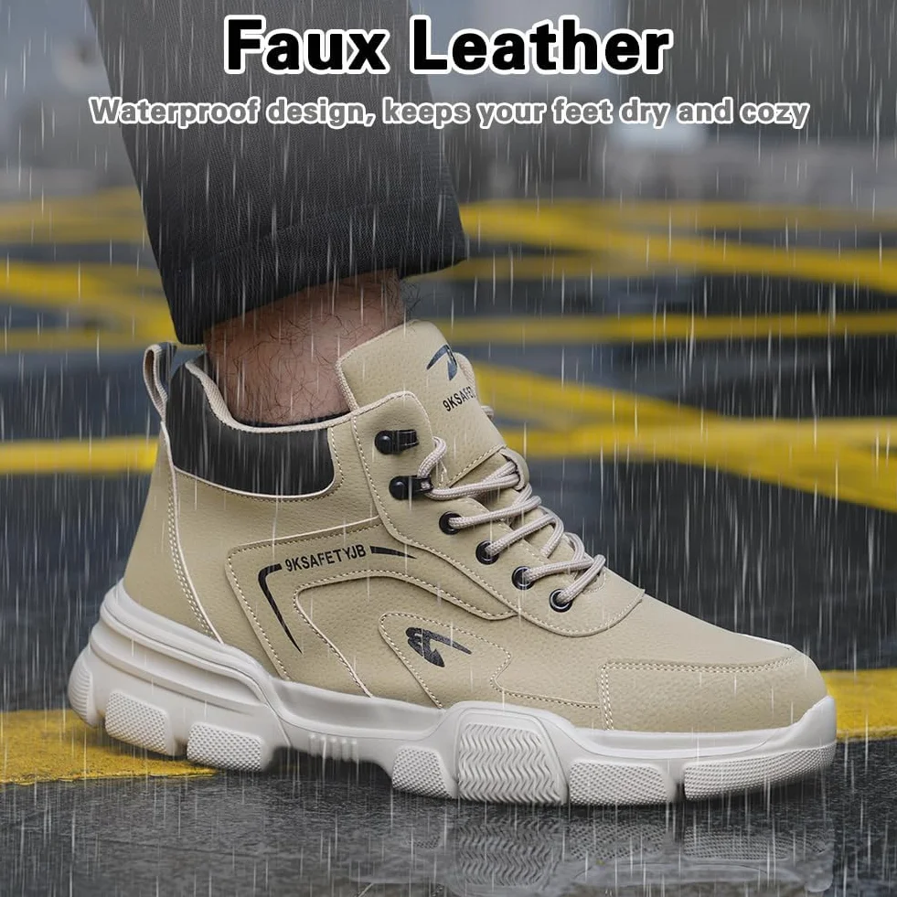 OFFCUP Buty ochronne stalowe noski wodoszczelne antypoślizgowe skórzane khaki rozmiar 40-44