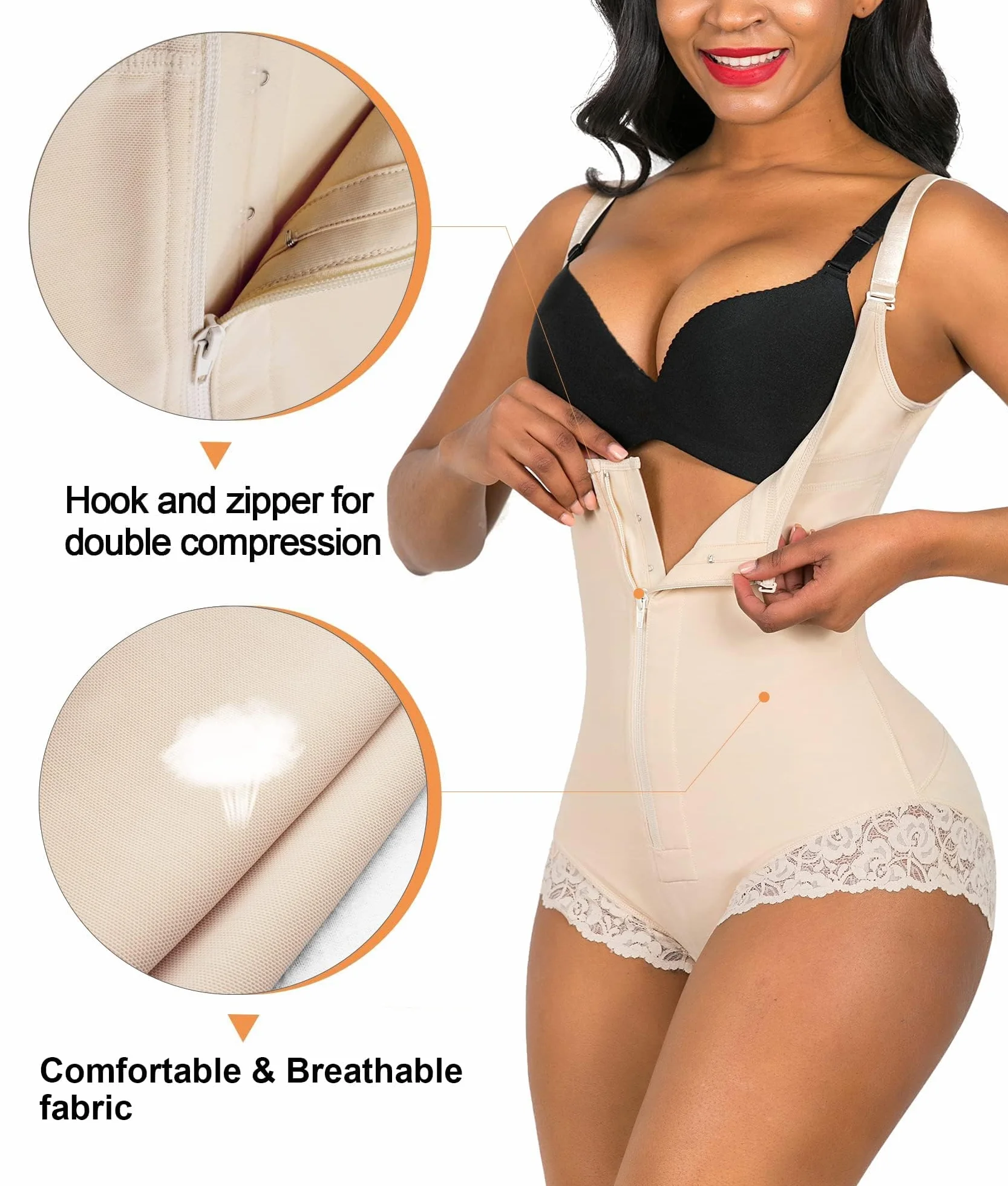 SHAPERX Damski kombinezon modelujący figurę Fajas Body Shaper brzuch wyszczuplający sylwetkę