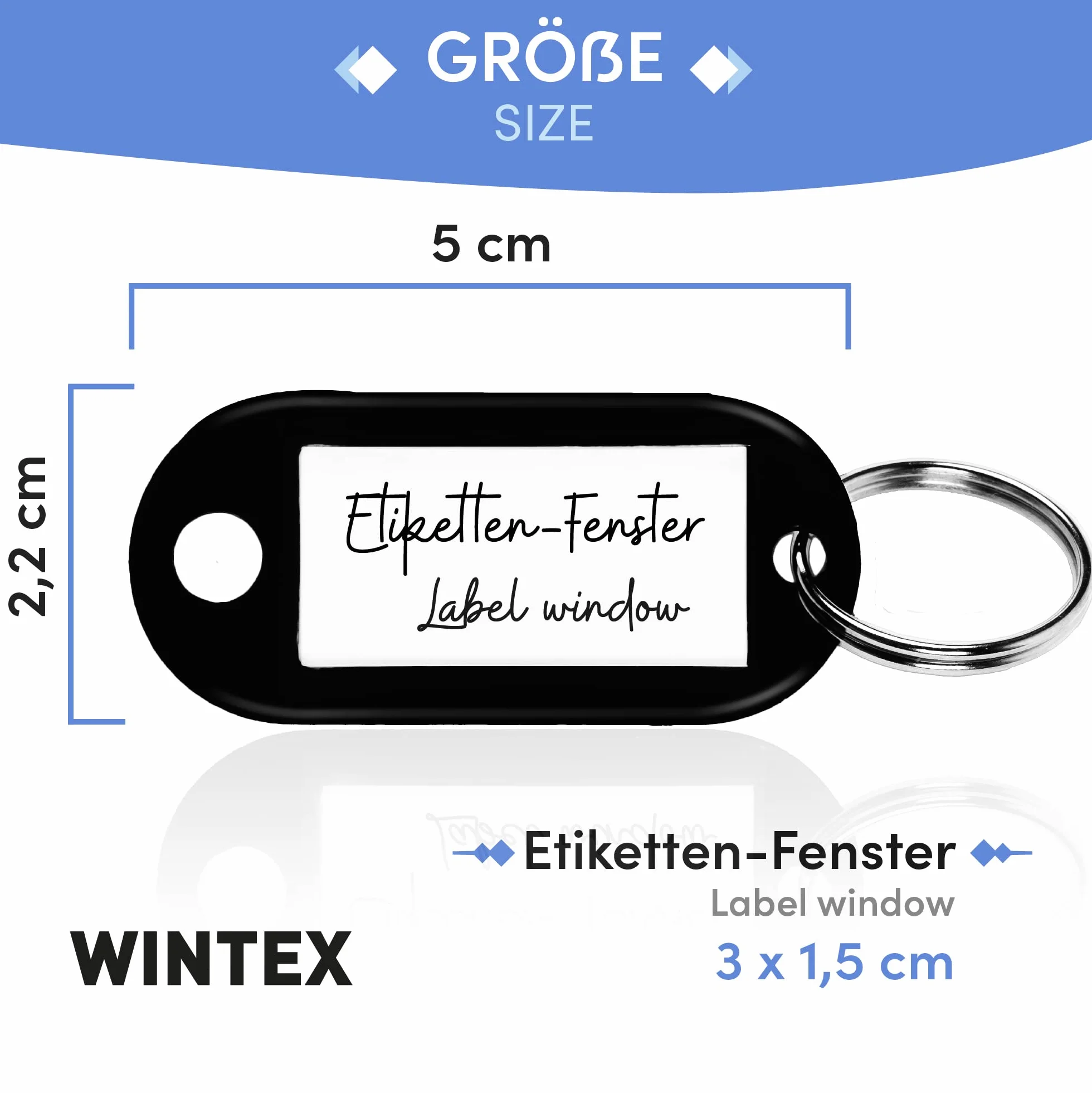WINTEX Breloczek do kluczy z etykietami – 100 lub 20 elementów – klucz z trwałymi etykietami z tworzywa sztucznego – kolorowy brelok do organizacji podróży ze zwierzętami w różnych kolorach