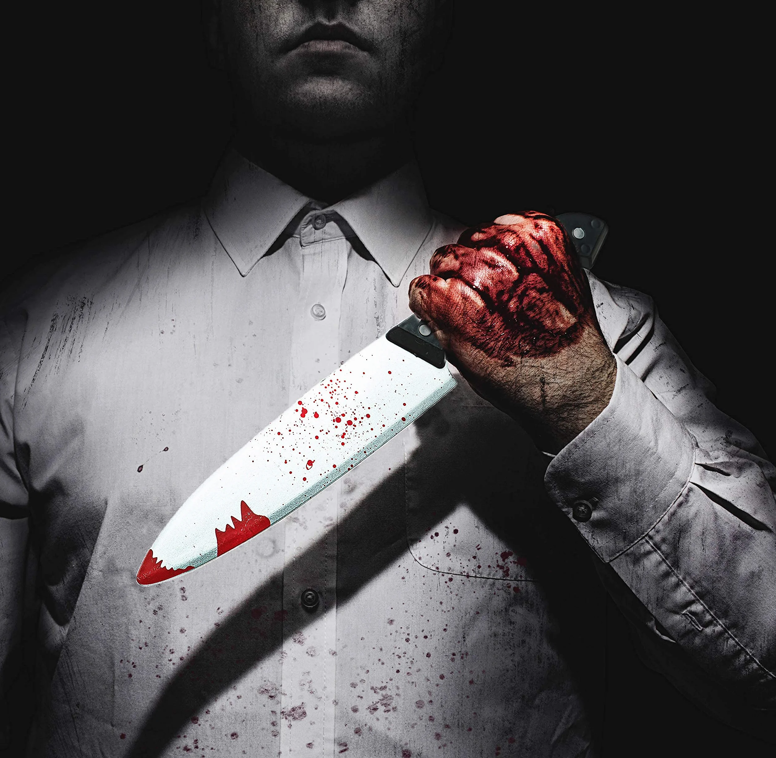 Sztuczny krwawy rekwizyt noża - 30 cm czarny uchwyt do Halloweenu - fantazyjne akcesoria seryjnego mordercy - Slasher Fancy Dress Prop