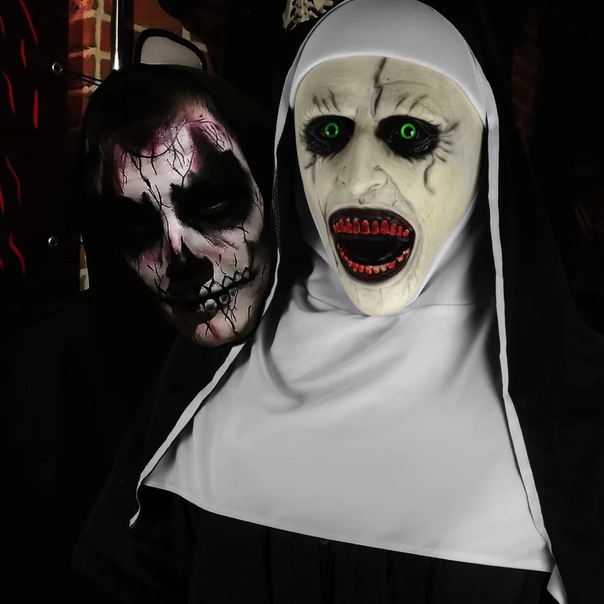 Maska Halloween zakonnica maska ​​horroru Dekoracja Halloween, maska ​​zakonnicy cosplay straszna maska ​​Maski Halloween kostium, maska ​​lateksowa maski szkieletowe horror dekoracja na Halloween