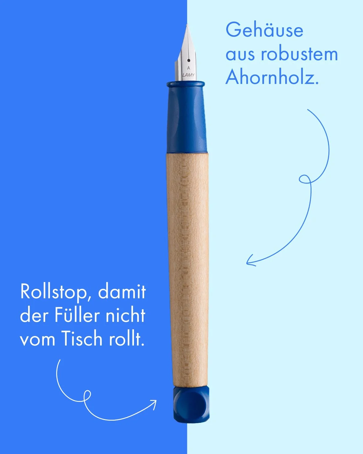Lamy abc zestaw do nauki pisania niebieski wraz z opakowaniem na prezent, 1 x pióro z cienkiej piór i 1 ołówek, antypoślizgowy uchwyt, nasadka i kostka z tworzywa sztucznego