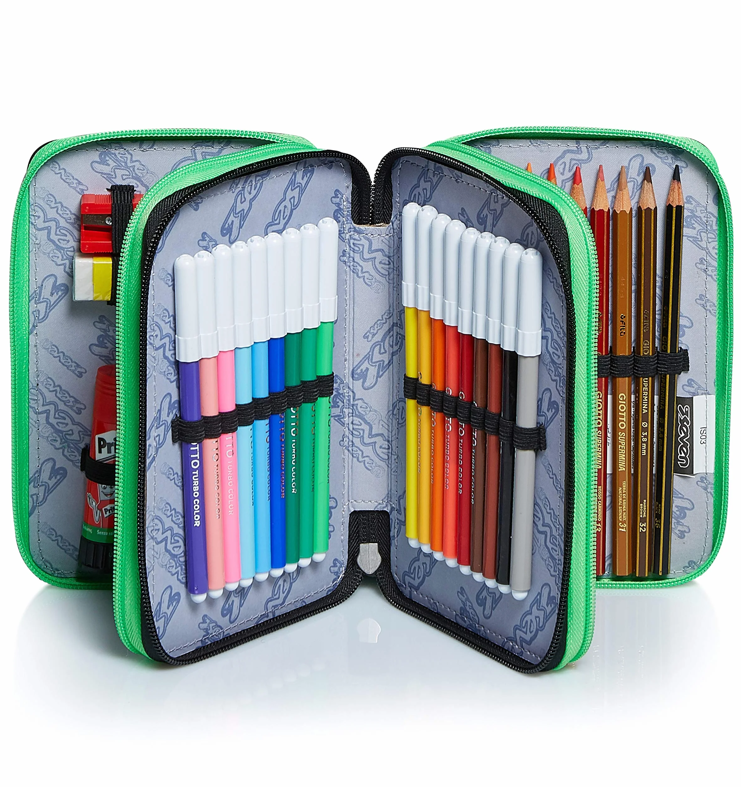 ALPHA BEAT Seven Pencil Case Pen Bag Multicolor Box for Stationery XXL 3 Compartments
