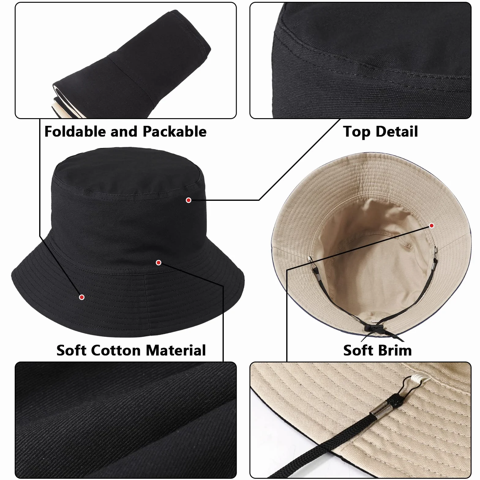 TAGVO XX-duży kapelusz typu bucket unisex duże dwustronne bawełniane czapki rybackie dwustronne wiadro kapelusze przeciwsłoneczne czapka na wakacje wędkarstwo wędrówki