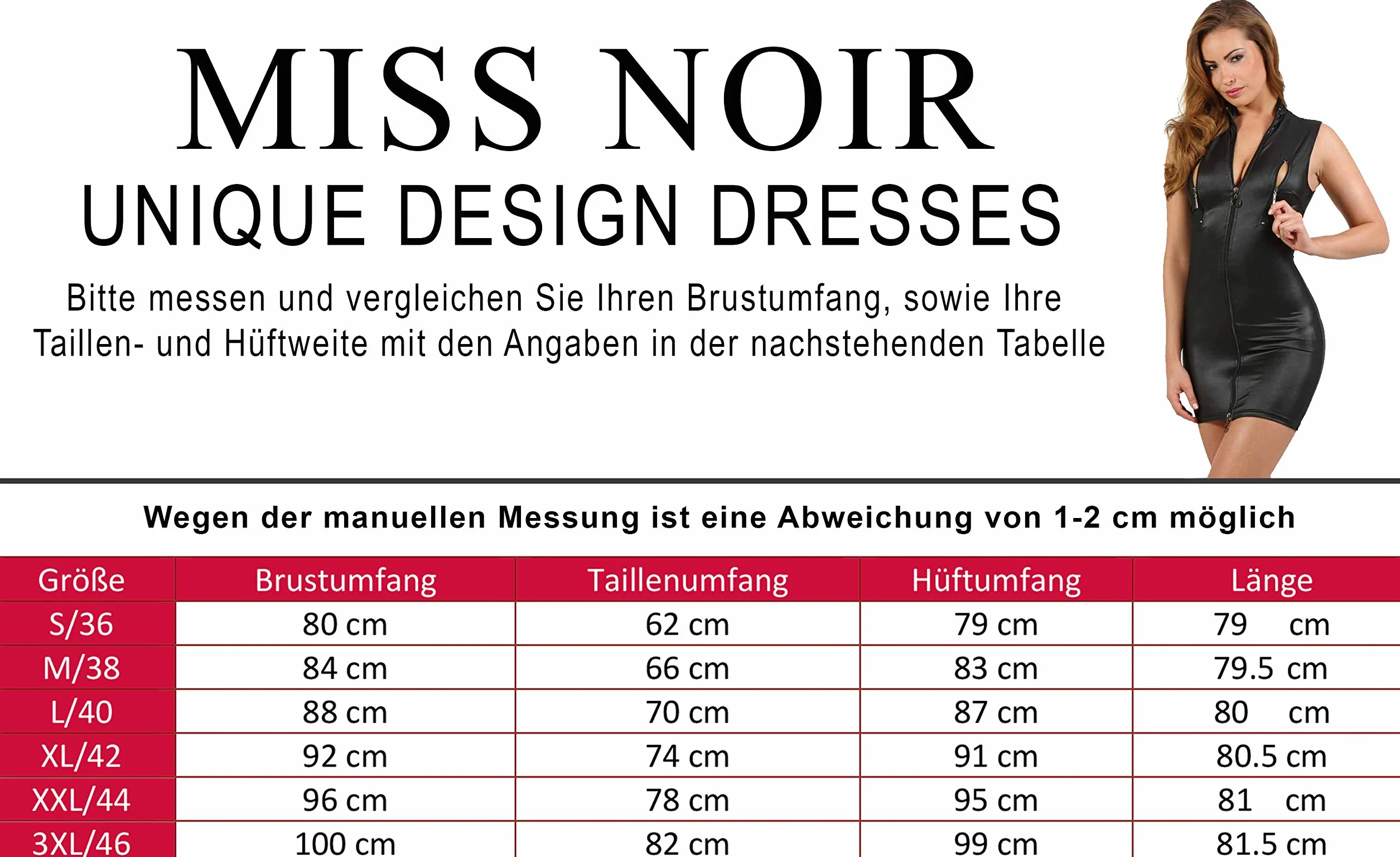 MISS NOIR Damska minisukienka w stylu wetlook, rozm. S-3XL, seksowna sukienka imprezowa z dwukierunkowym zamkiem błyskawicznym, ekskluzywna odzież klubowa