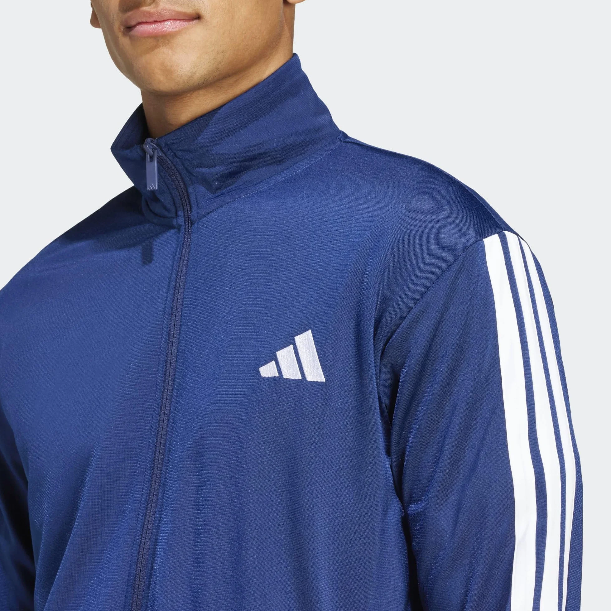 adidas Mężczyźni SPORTSWEAR BASIC 3 STRIPES TRICOT TRACKSUIT, Dark Blue, S