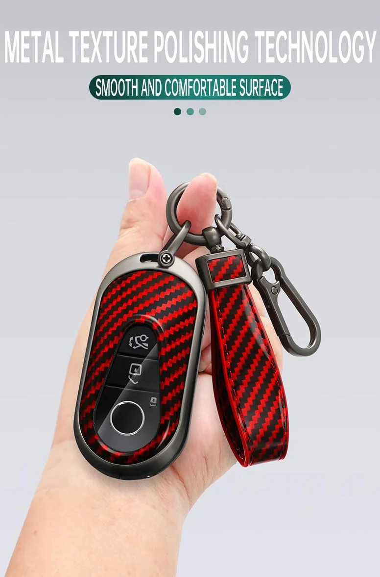 Keyless etui na kluczyki samochodowe pasuje do Benz klasy C W206, etui ochronne z włókna węglowego, etui na klucze do Mercedesa klasy S W223, S450, C200, S350L, do Maybach S480, S580, z hakiem