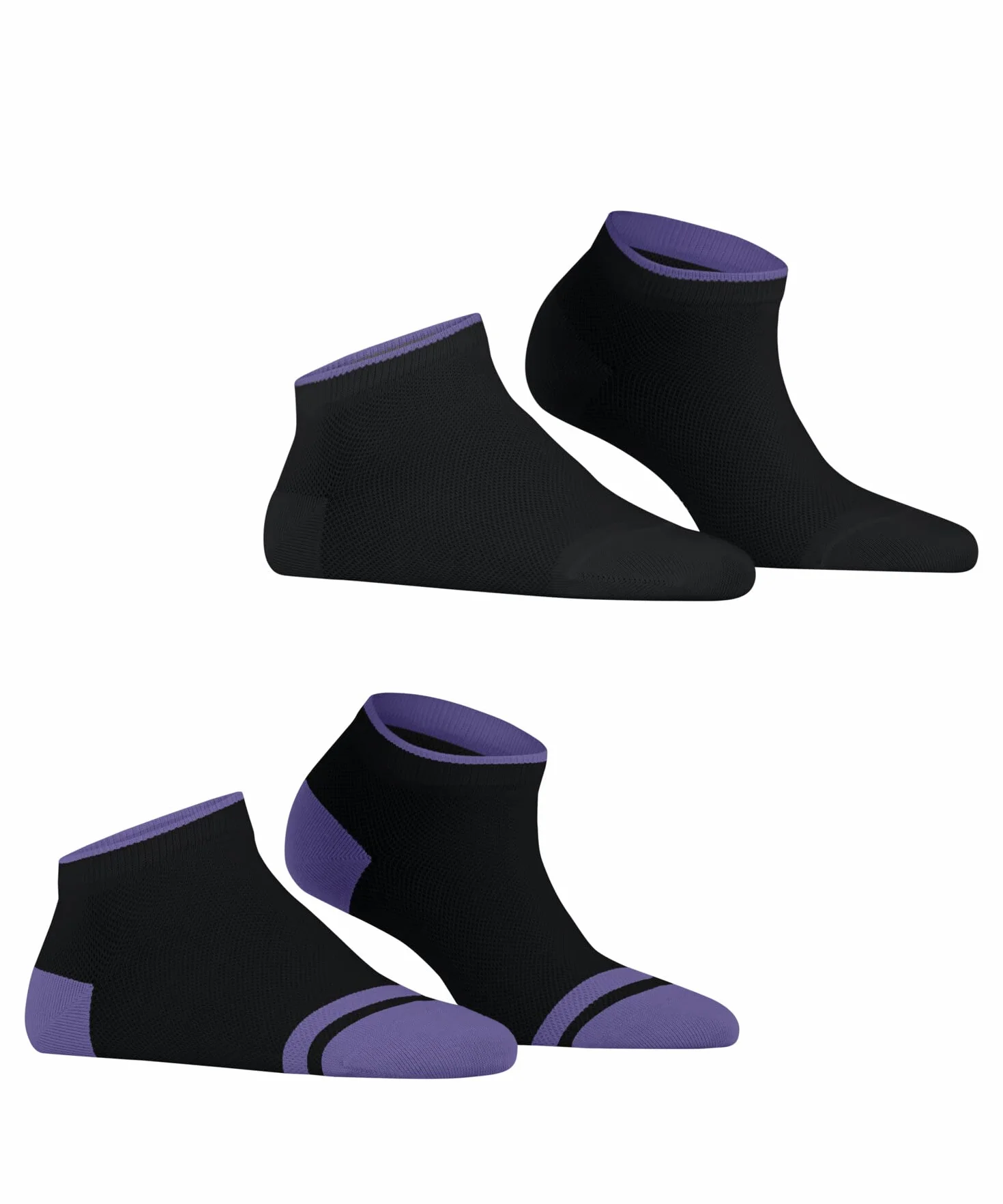 ESPRIT Kobiety Skarpety do trampek Mesh Stripe 2-Pack W SN Trwała Organiczna Bawełna krótkie jednokolorowe 2 Pak, Czarny (Black 3000), 39-42