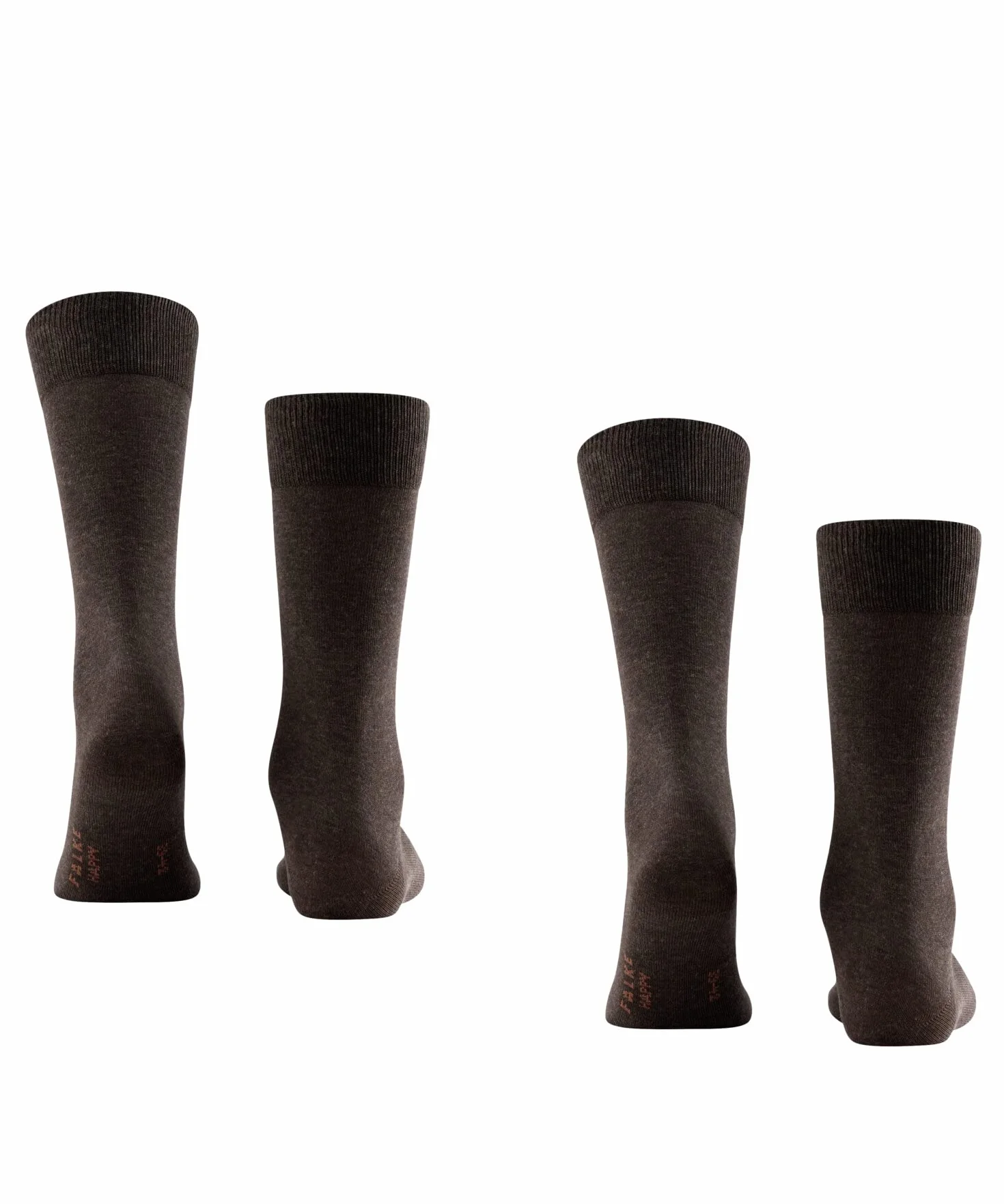 FALKE Mężczyźni Skarpety Happy Double Pack M So Oddychający I Szybkoschnący jednokolorowe 2 Pak, Brązowy Dark Brown 5450, 39-42