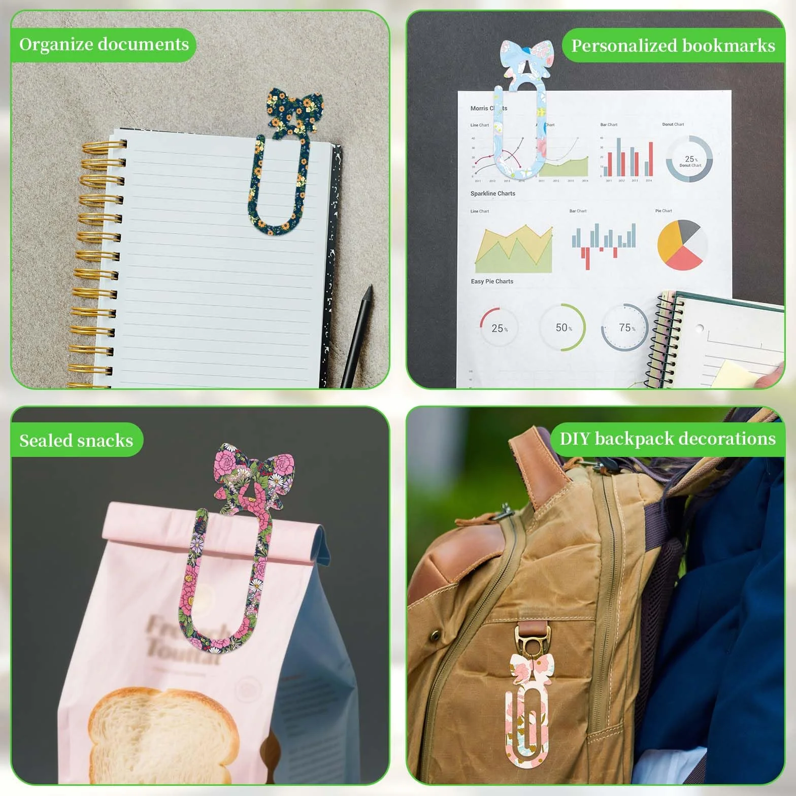 lasuroa 5szt Sublimacyjne Puste Spinacze Biurowe Plastiku, Spinacze Jumbo 10x3,7cm Kokardą do Personalizacji Akcesoria dla Domu Biura & Szkoły
