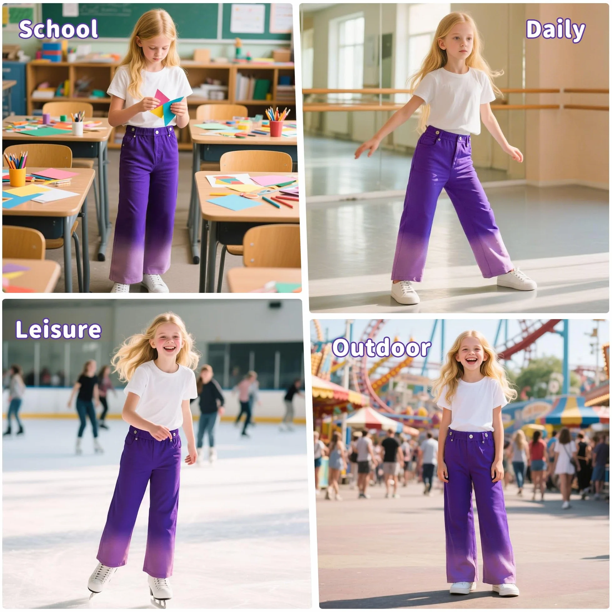 Dżinsy dla dziewczynek szerokie nogawki dżinsy baggy luźne spodnie z elastyczną talią długie rozciągliwe szerokie dżinsy jeansowe z kieszeniami moda na co dzień spodnie dla dzieci 7-14 lat