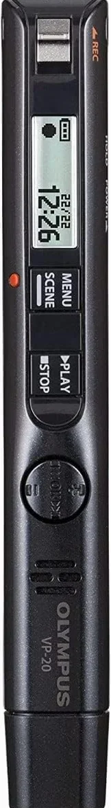 Olympus VP-20 wysokiej jakości dyktafon stereo z mikrofonem wielokierunkowym, filtrem przeciwszumowym, funkcją nagrywania jednym kliknięciem, złączem mikrofonowym/słuchawkowym, ezpośrednim złączem USB
