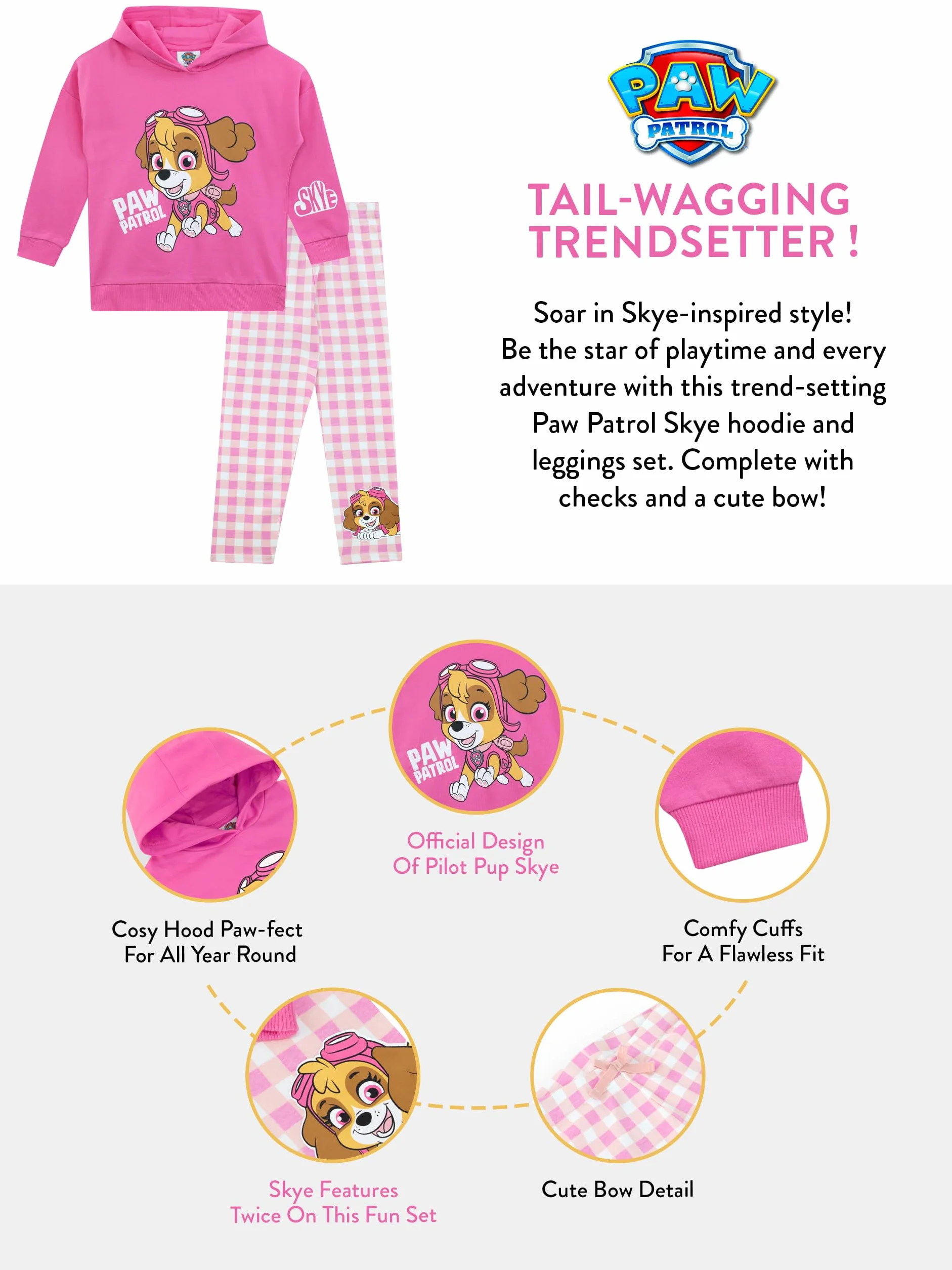 Komplet bluzy i legginsów Paw Patrol | Komplet Skye Co Ord | Dziewczęce Komplety Ubraniowe