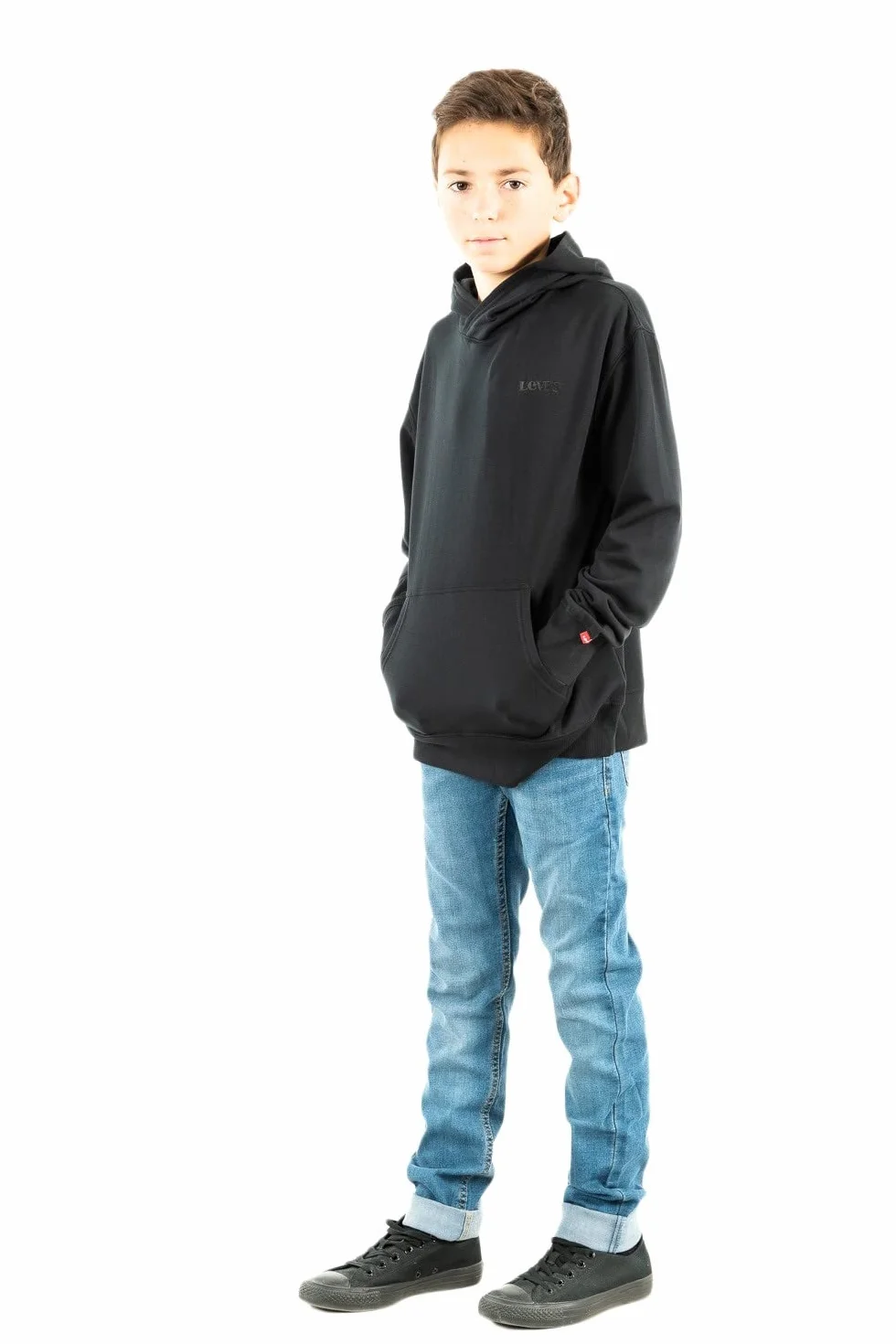 Levi's Kids Chłopięca Lvb Relaxed Core sweter HD bluza z kapturem, Czarny, 12 Lat