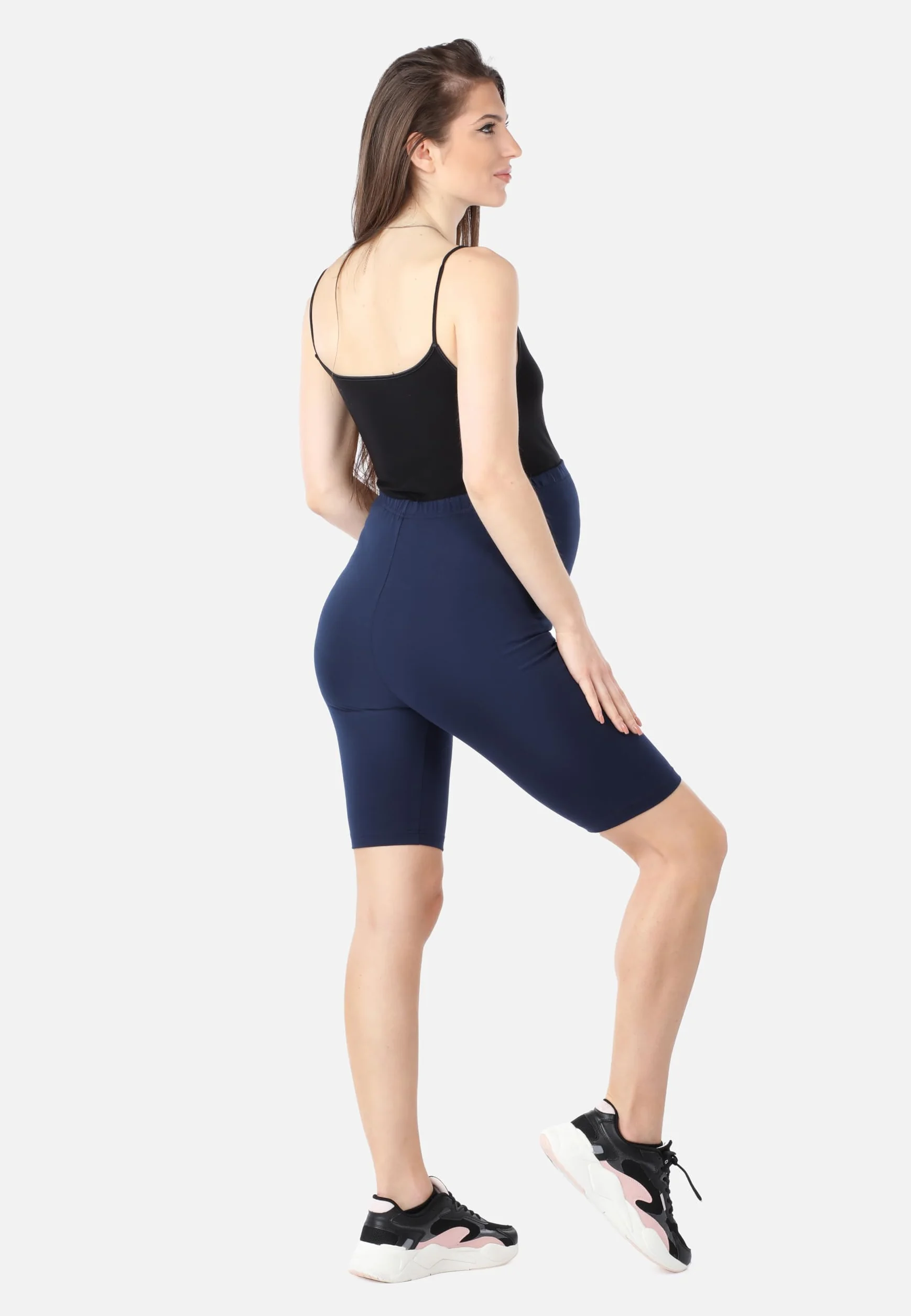 Be Mammy Legginsy Ciążowe Damskie Krótkie z Bio-Bawełny BE20-285
