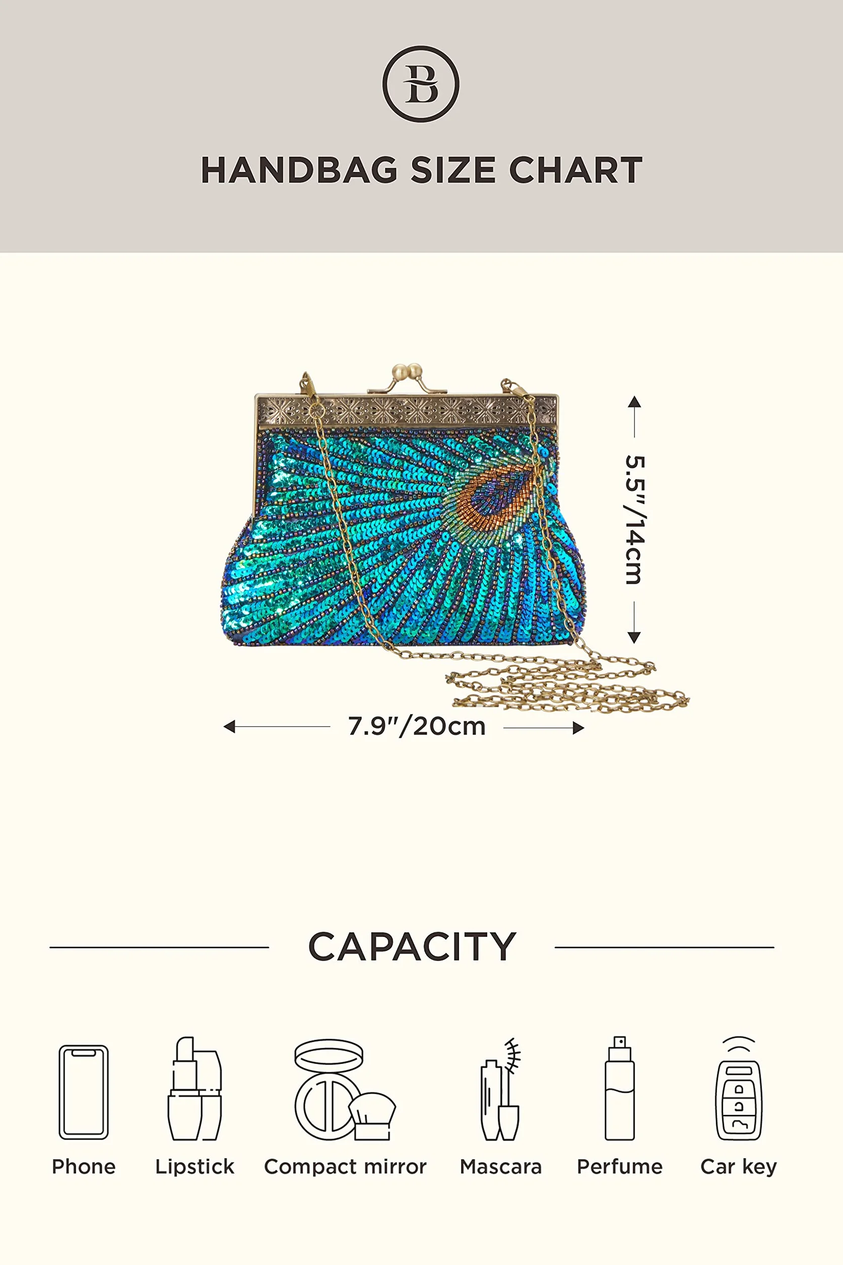 BABEYOND kopertówka Kobiety 1920s Flapper Peacock Clutch