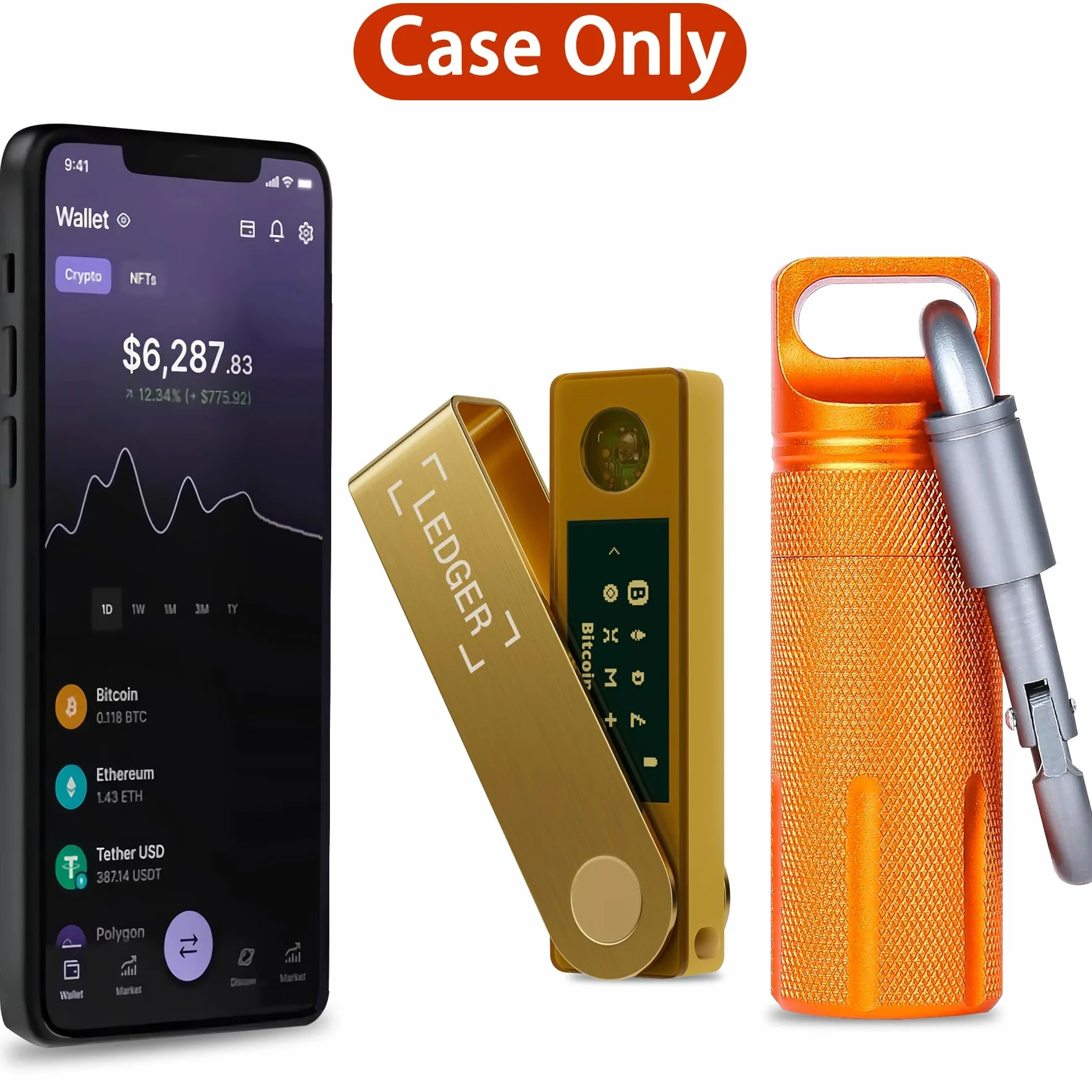 Aenllosi Do Ledger Nano X, Ledger Nano S Plus i Ledger Nano S Crypto Hardware Wallet Case - Stop aluminium, ognioodporne i wodoodporne, tylko etui, pomarańczowy, S, ledger nano x/s plus/s portfel etui