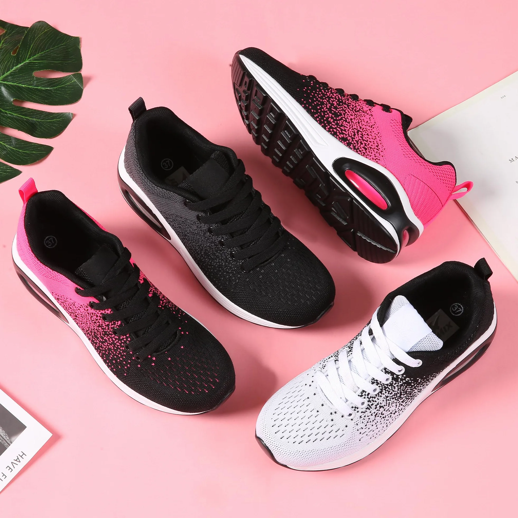 JOMIX Trampki damskie, buty sportowe, kolorowe poduszki powietrzne, buty do biegania, antypoślizgowe, do fitnessu, na siłownię, ulice, na zewnątrz