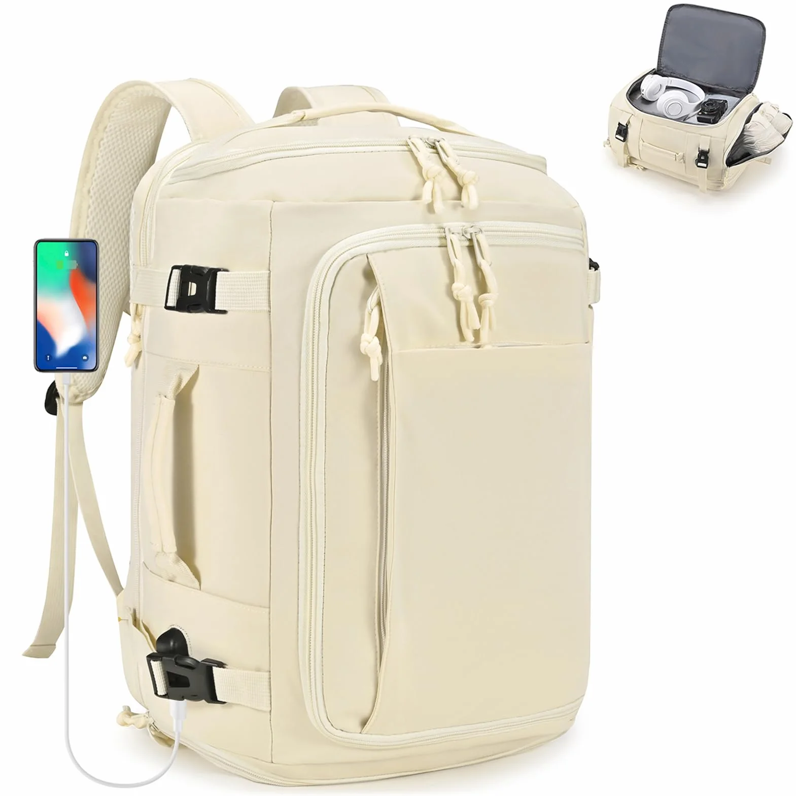 SPAHER Rozszerzalny Plecak Podróżny 40x30x15 do 40x30x20 Ryanair Wizzair Plecak na Laptopa 15,6 Calowy z Portem Łdowania USB Plecak Sportowy z Kieszenią na Buty i Mokre Rzeczy dla Kobiet i Mężczyzn