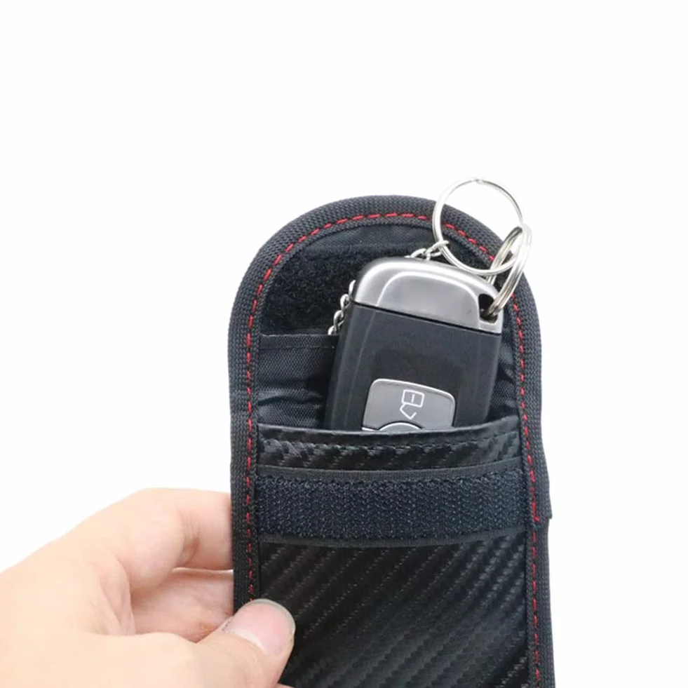 Alnicov 2-pak etui na kluczyki samochodowe, torba antykradzieżowa, woreczek z haczykiem zabezpieczającym brelok, etui blokujące sygnał kluczyka samochodowego RFID (M)