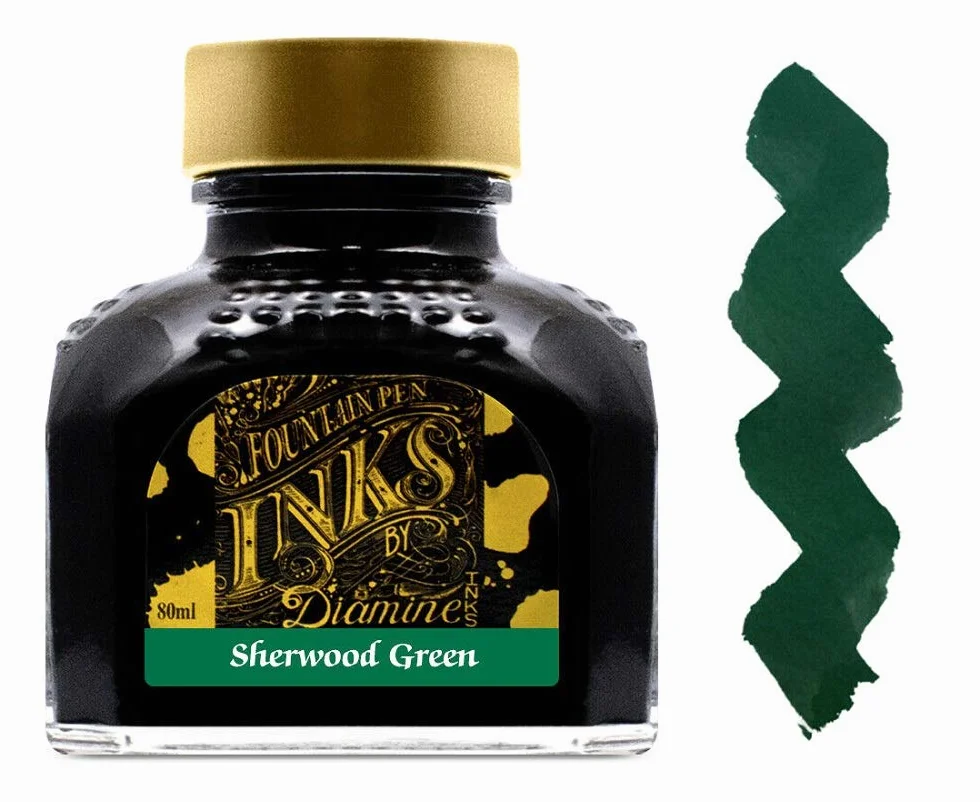 Diamine Butelka z atramentem do piór wiecznych Sherwood Green 80 ml