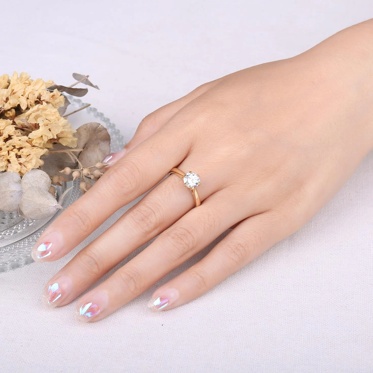 JewelryPalace 1ct 2ct 3ct okrągła cyrkonia pierścionek zaręczynowy damski pierścionek zaręczynowy srebro 925, obrączki różowe złoto