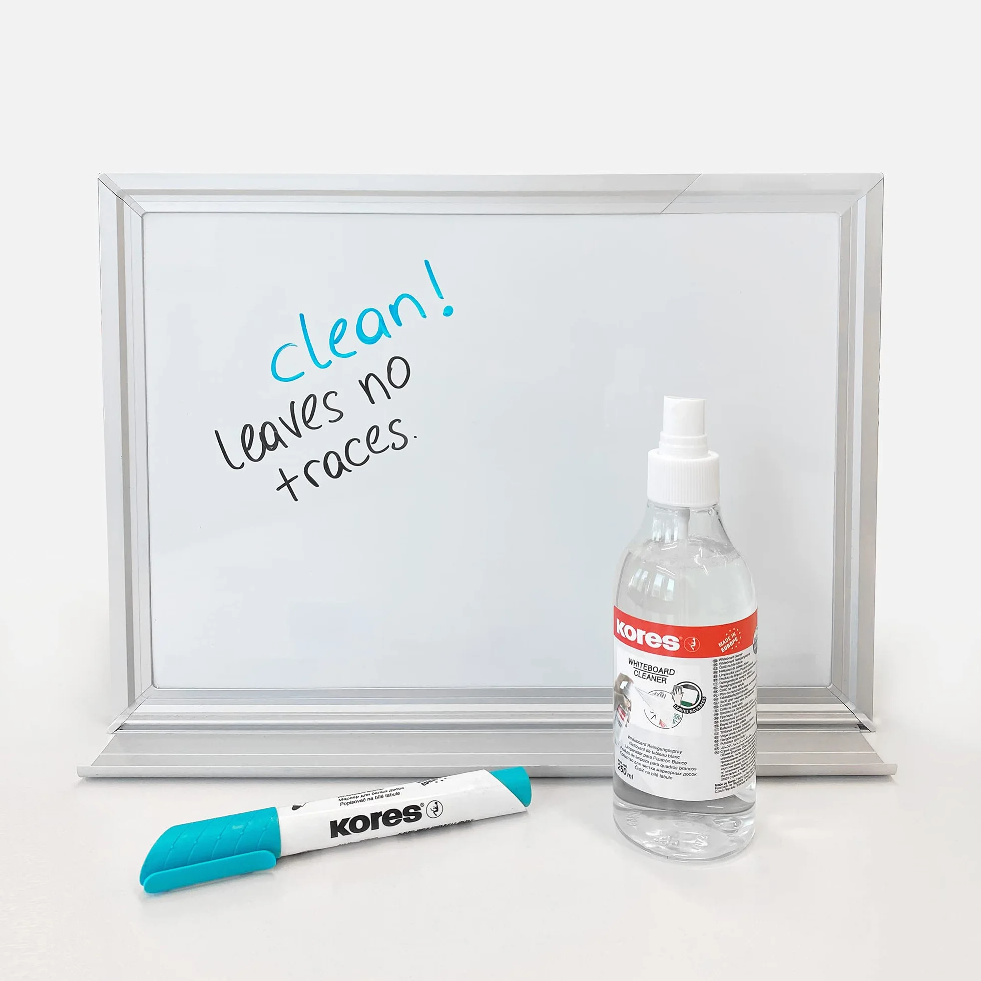 Kores - Whiteboard spray czyszczący do szkoły, biura i domu, wycieranie na sucho, przyjazny dla środowiska, opakowanie 1 x 250 ml