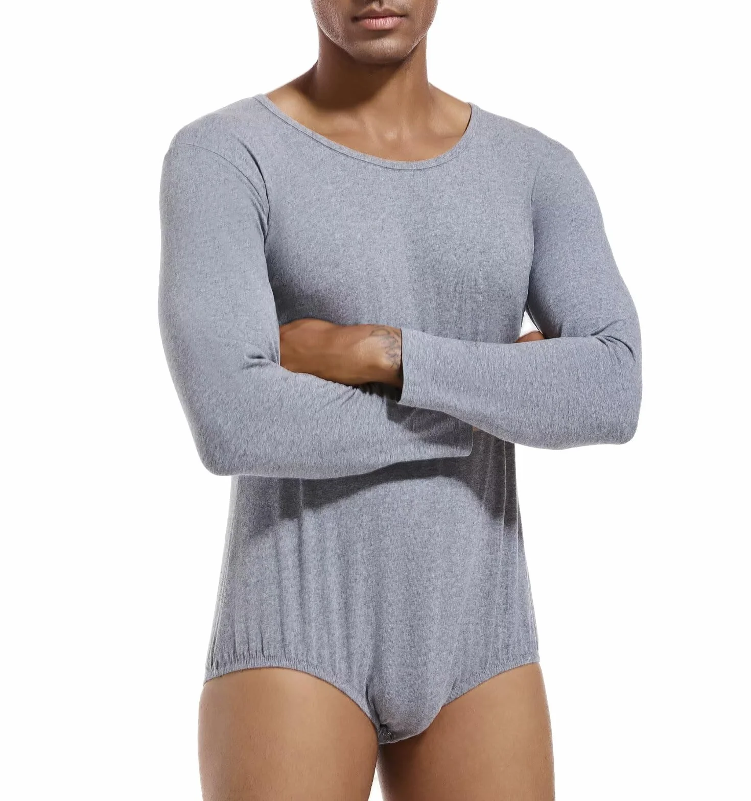 Landofgenie Mężczyźni Długi Rękaw Romper Pyżama Bodysuit One Piece Romper