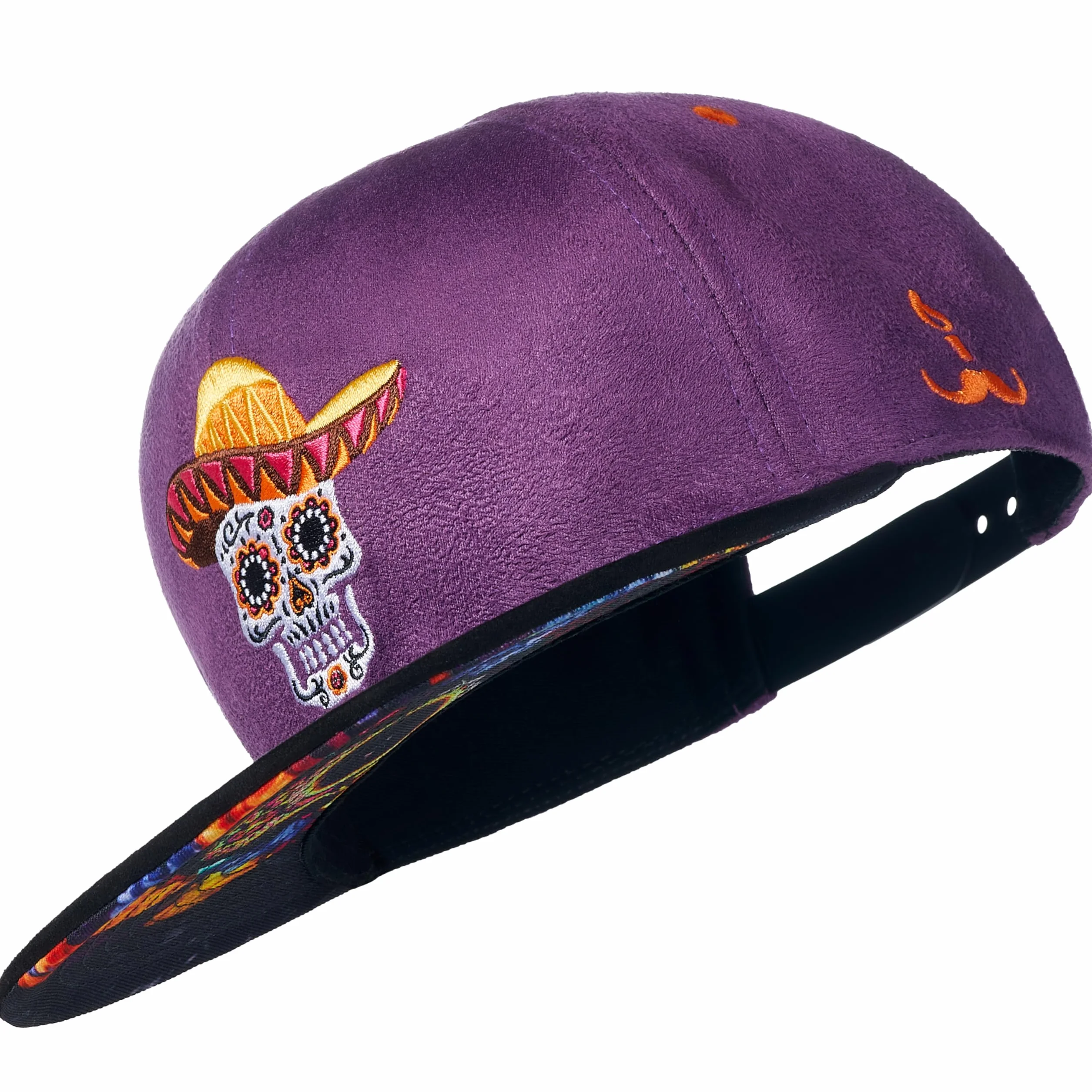 Cadency® czapka Snapback Mexican Skull, zamszowa, unisex, regulowany rozmiar, liliowy, jeden rozmiar