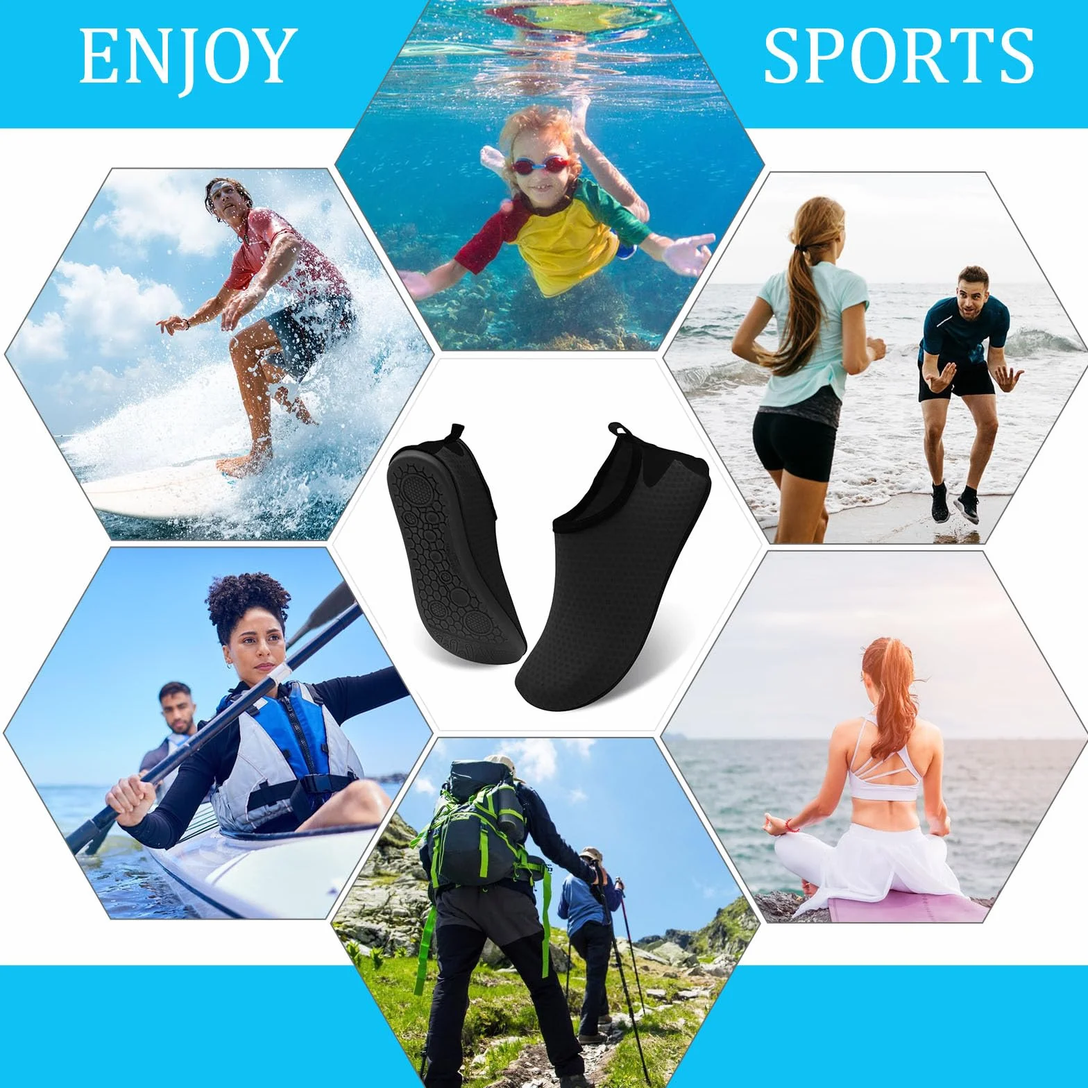 Buty do wody uniseks, antypoślizgowe, do wody, na plażę, basen, do jogi, surfingu, lekkie, oddychające i szybkoschnące