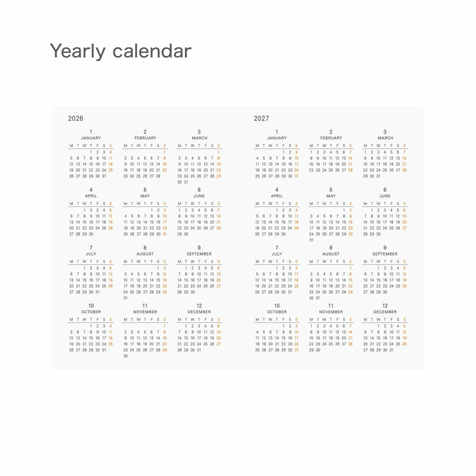 Hobonichi Techo Planner Book 2026, format A6, angielski, dzienny, styczniowy start, od poniedziałku
