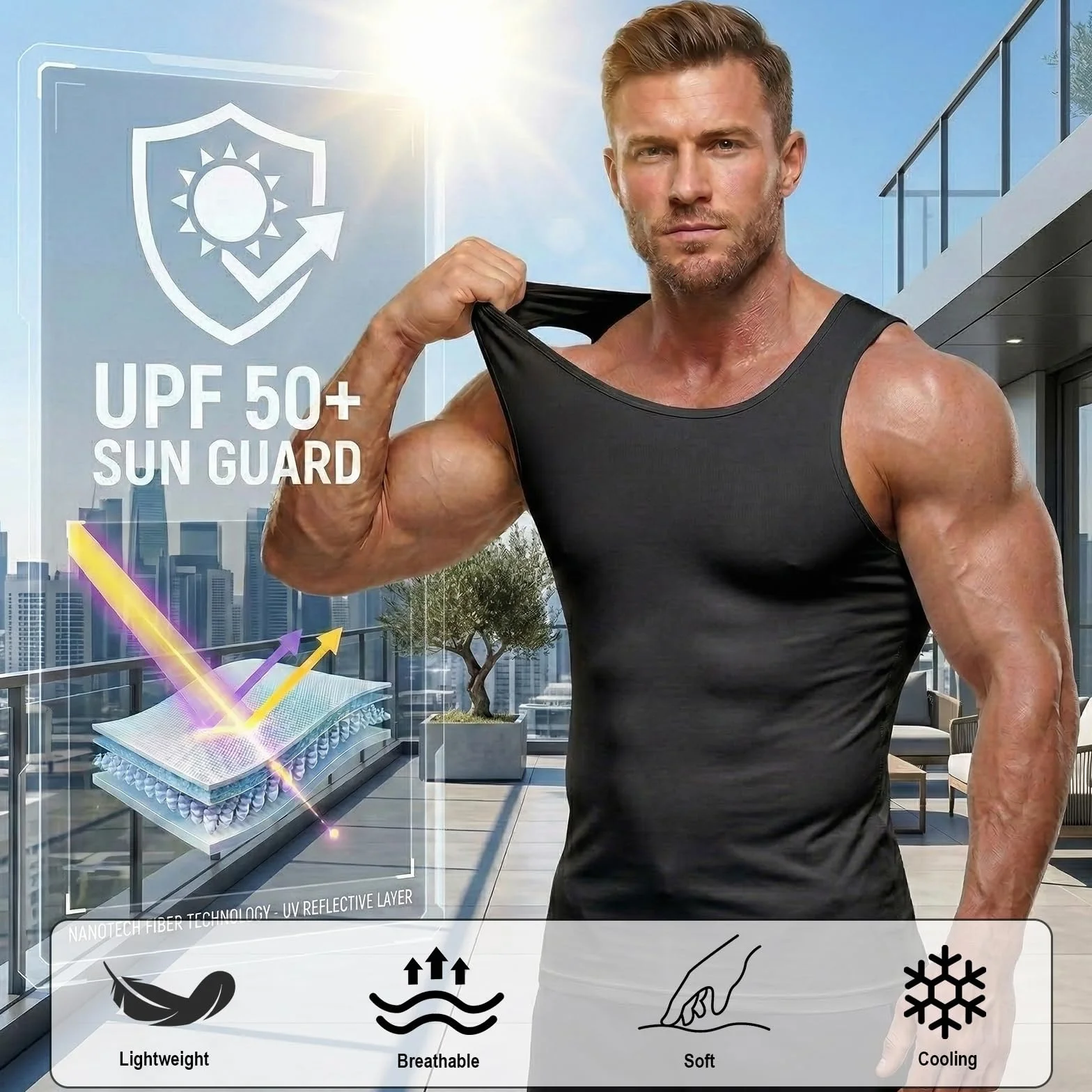HYCOPROT 3 Szt. Męska Koszulka Kompresyjna Bez Rękawów, Oddychająca, Szybkoschnąca, Idealna do Fitnessu, Biegania i Treningu