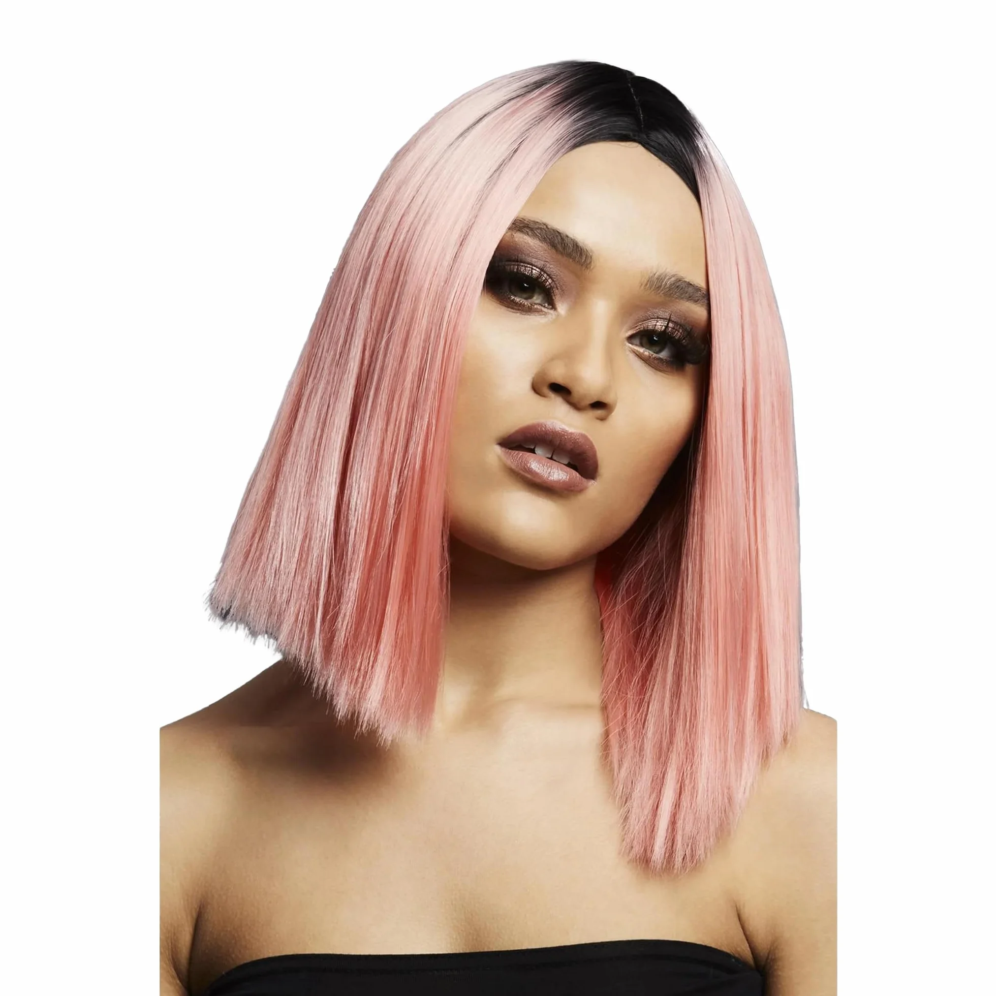 Smiffys Fever Kylie Dwukolorowa peruka, dziewczęta, 72041, koralowa róża, jeden rozmiar