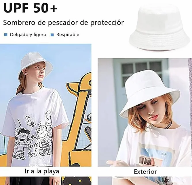 Voarge Kapelusze rybackie, Składany Bucket Hat, Składany Uśmiechający się kapelusze dla mężczyzn kobiet wędkarstwo Unisex Outdoor Beach Cap 56-58cm, Biały, 56-58