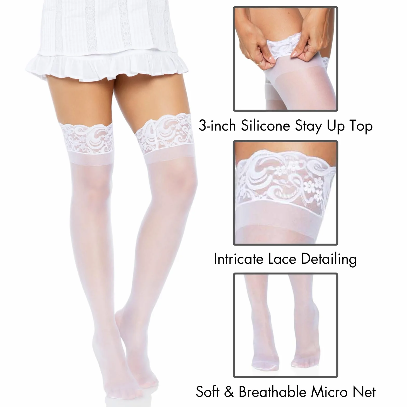 Leg Avenue Damskie zakolanówki Stay-Up Lace Top