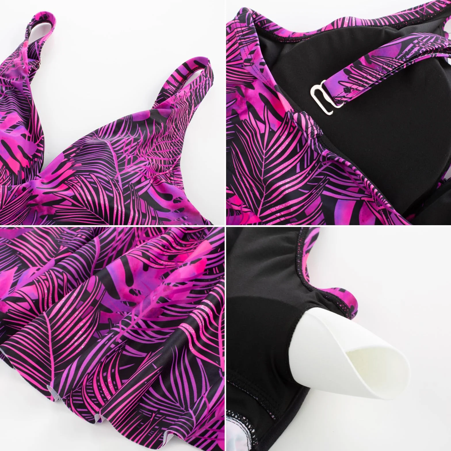 Hanna Nikole Damski plus size zwiewny top tankini dekolt w serek strój kąpielowy top wiązany strój kąpielowy top bez spodni